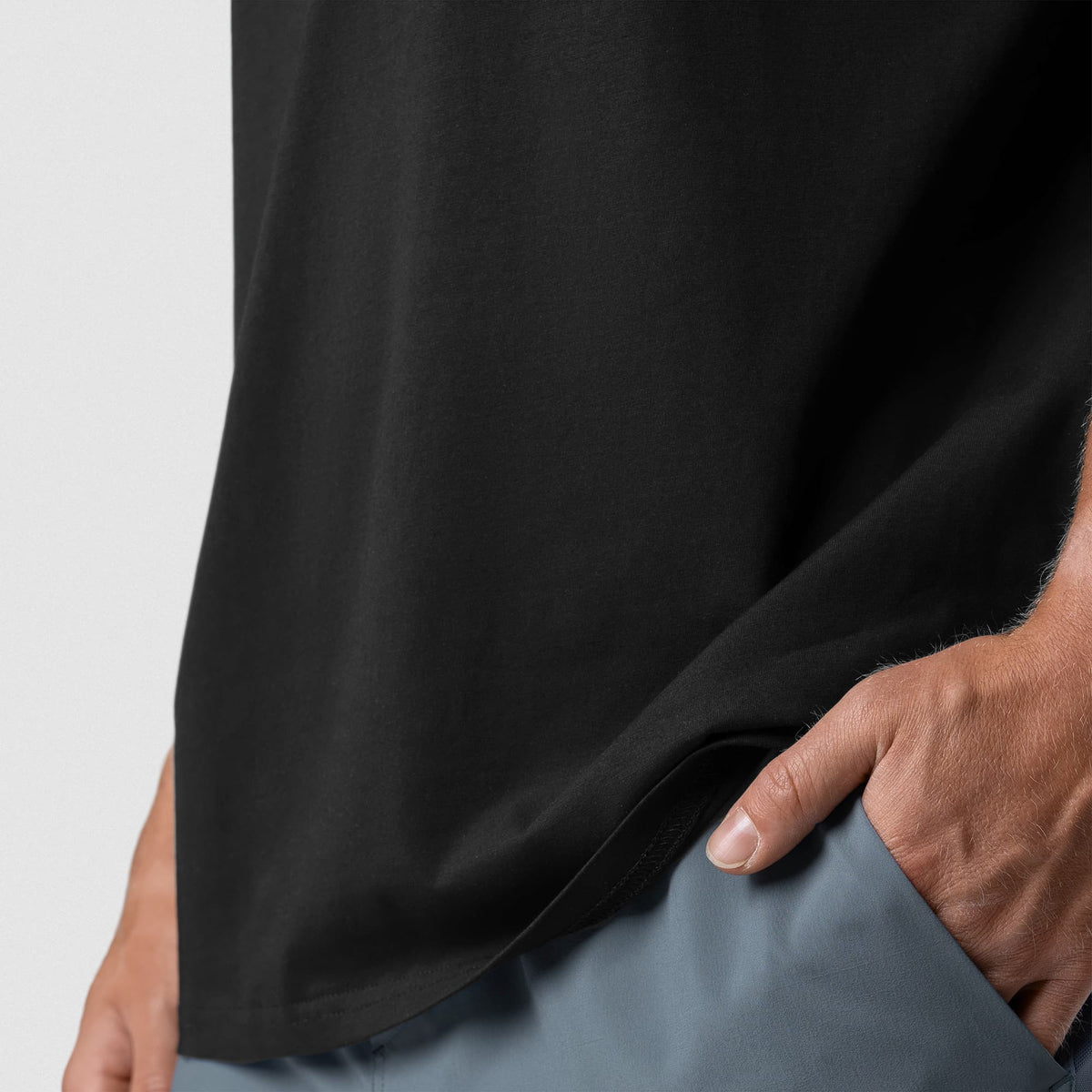 Axis Muscle Tank - Black/Black hem and fabric detail