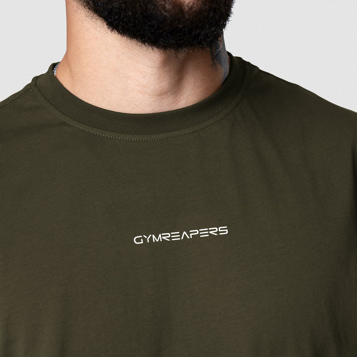 Axis Muscle Tank - OD Green neckline and chest logo detail