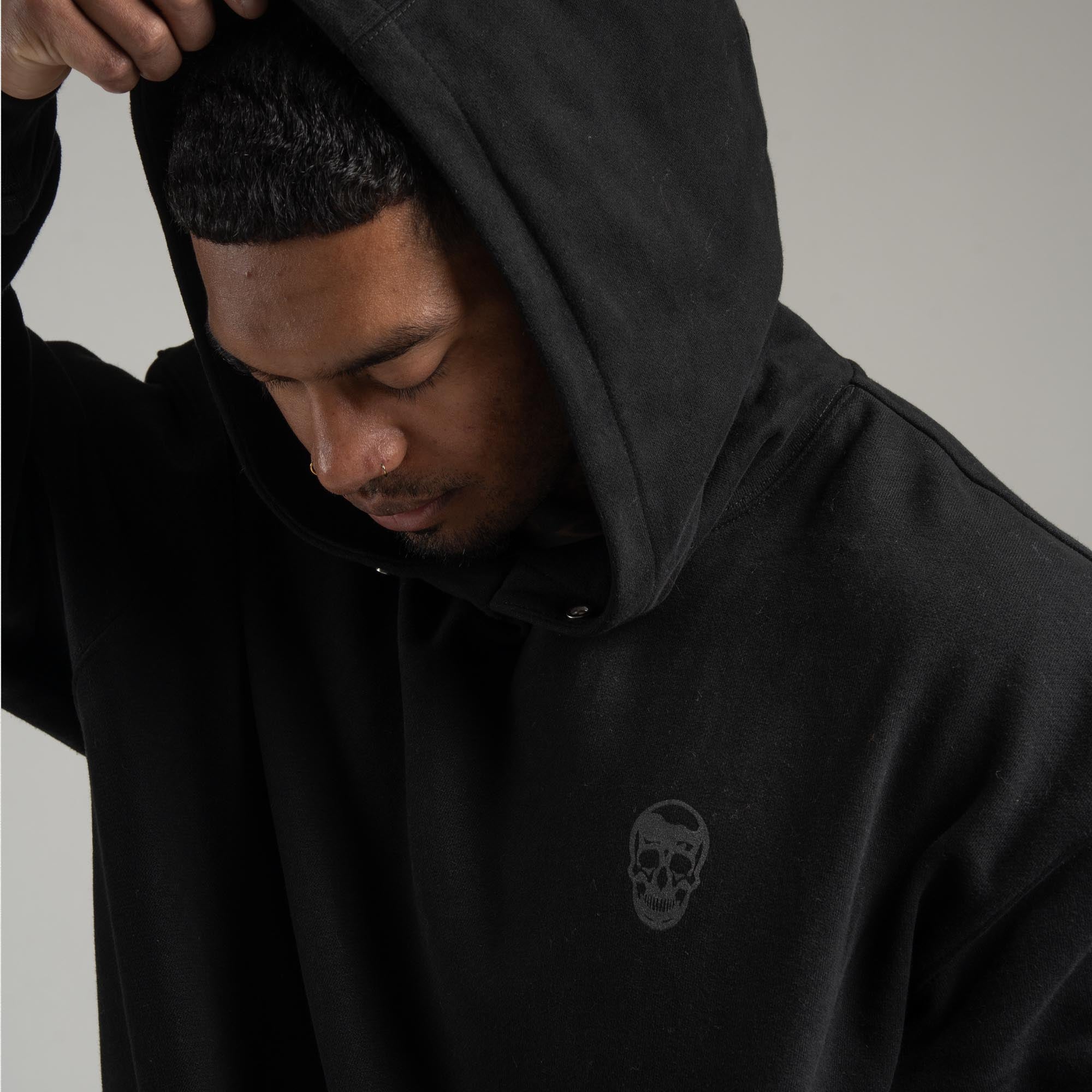 athlete wearing black black hoodie