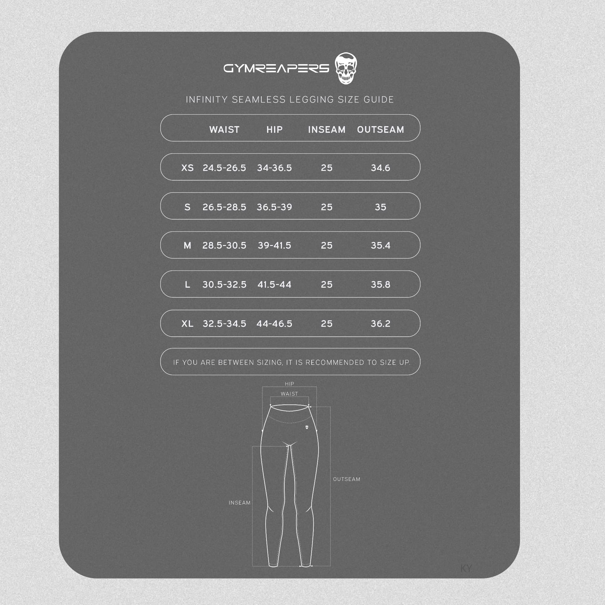 black infinity legging size chart