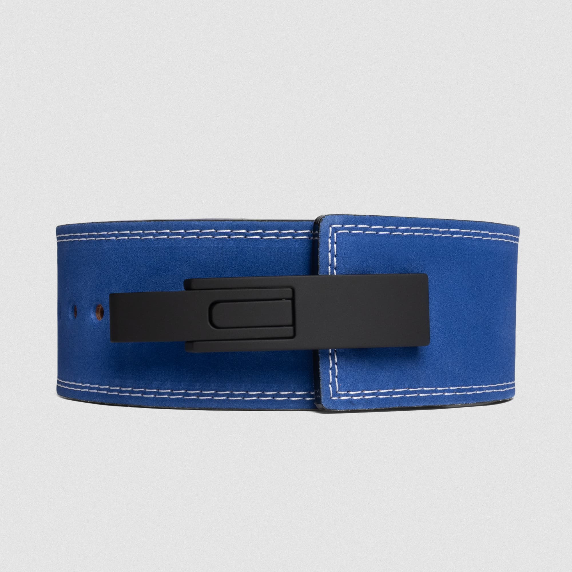 10MM Lever Belt - Electric Blue flat lay front side showcasing logo