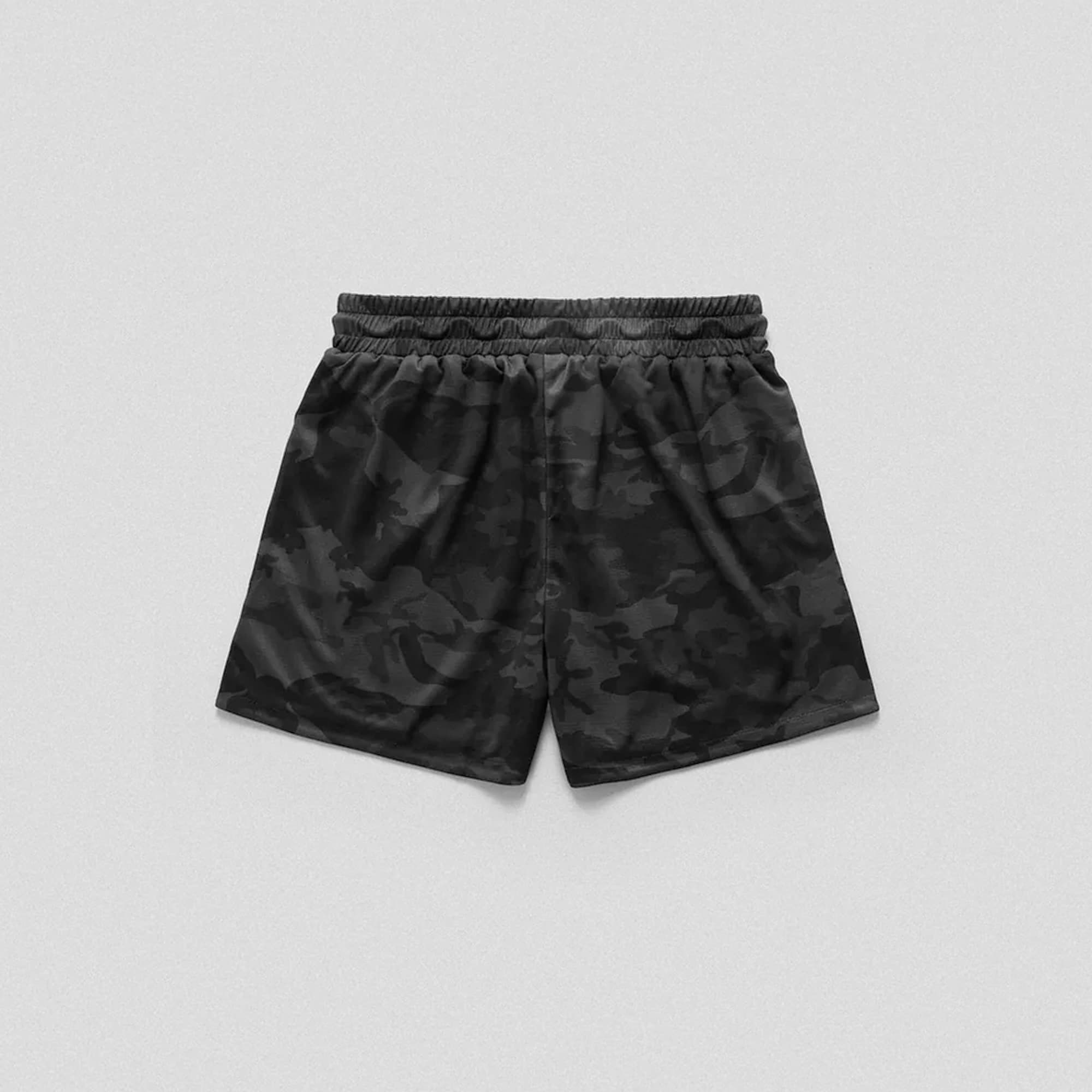 Black Camo Core Skull Mesh Training Shorts lay flat back side