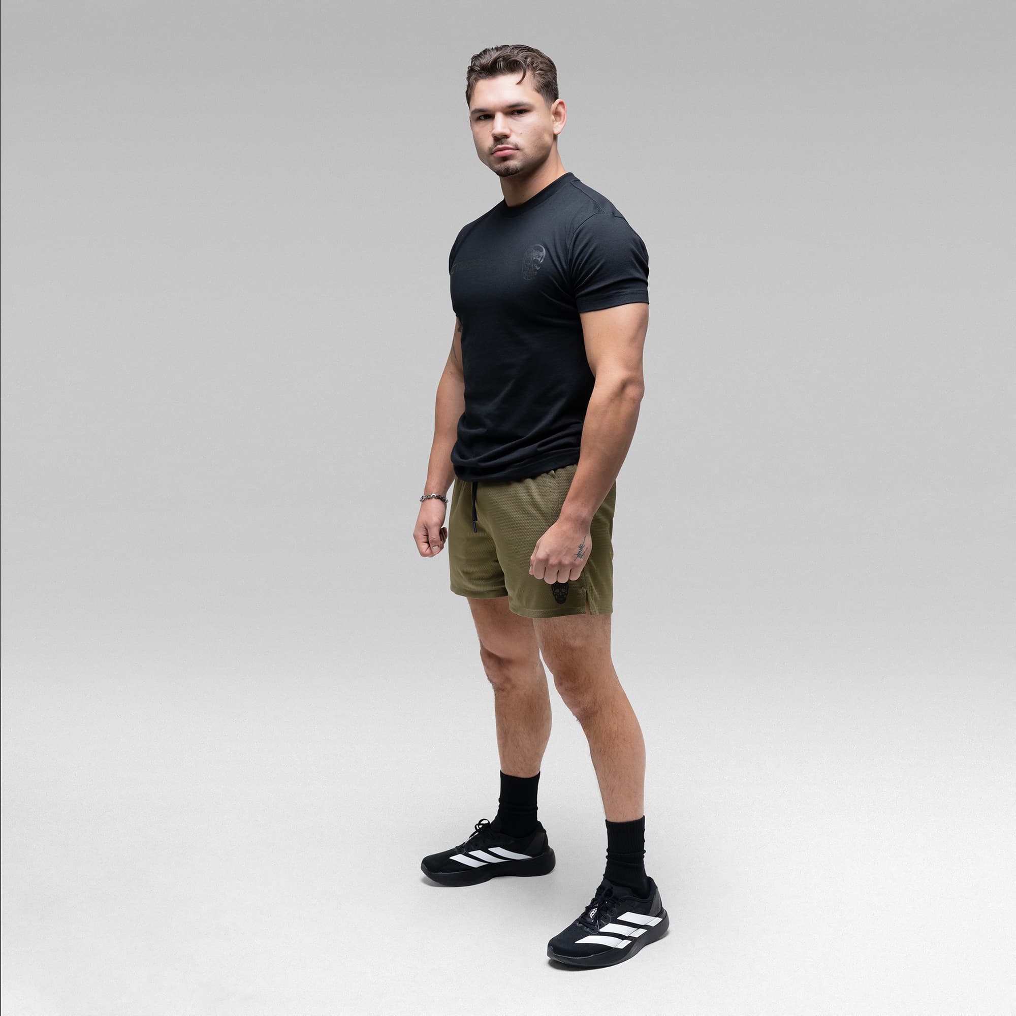 Core Skull Mesh Training Shorts - Khaki Green