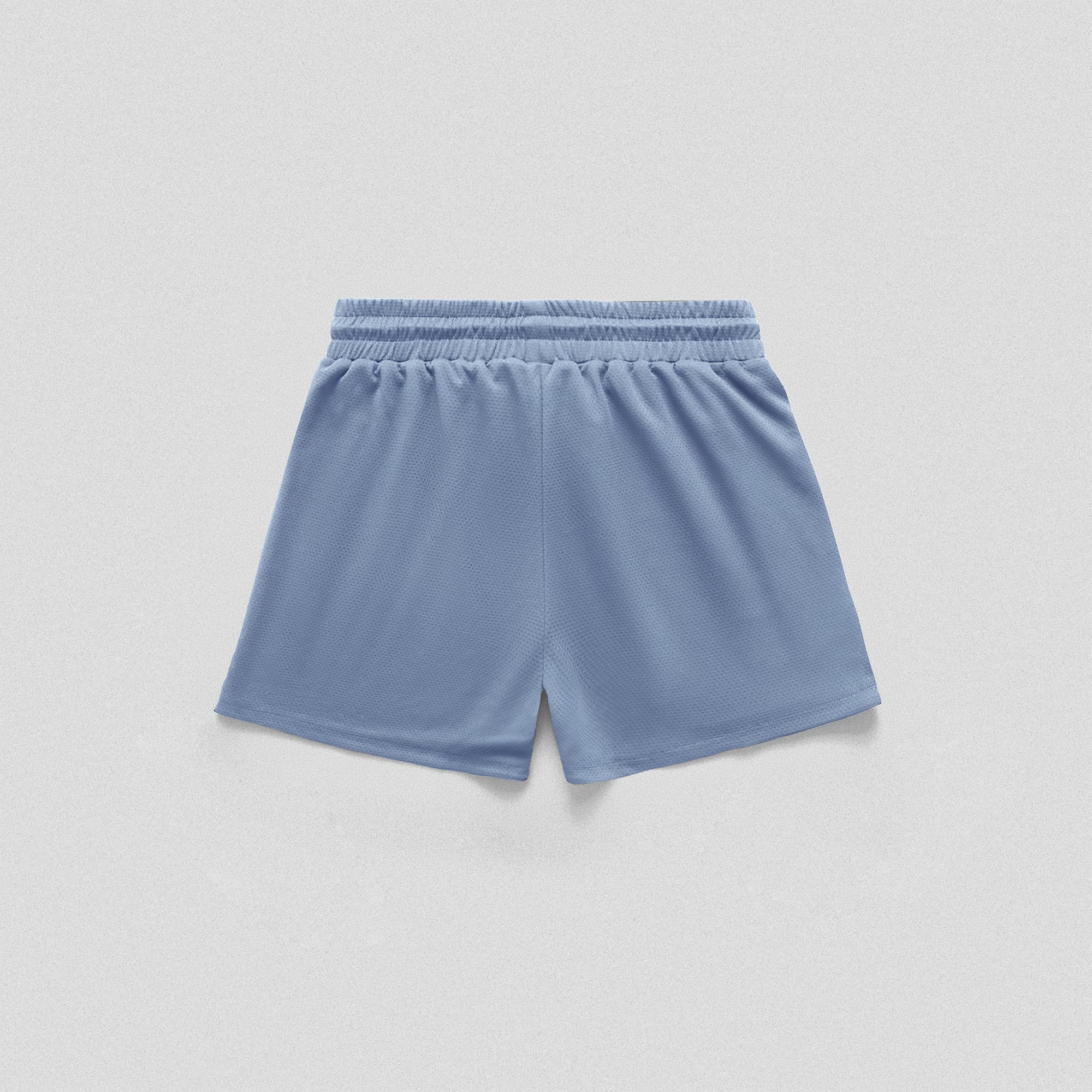 Pale Blue Core Skull Mesh Training Shorts lay flat back view