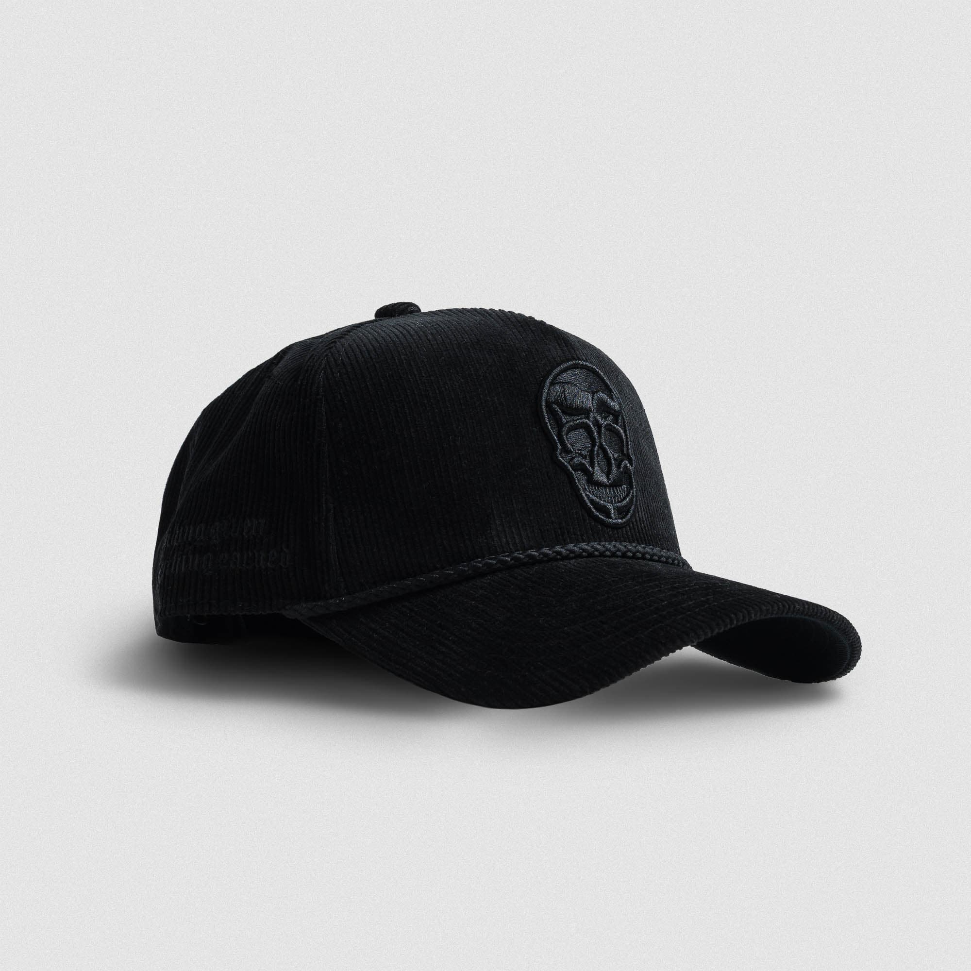 Corduroy 5-Panel Skull Hat - Black/Black main image