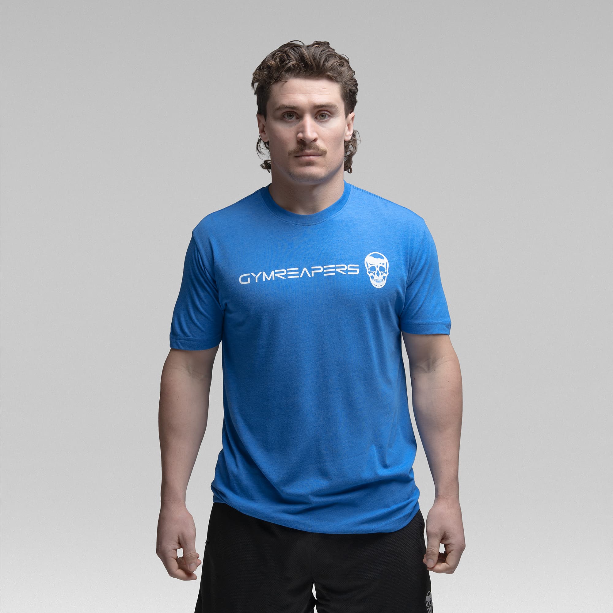 Active Tri-Blend Basic Tee - Electric Blue/White