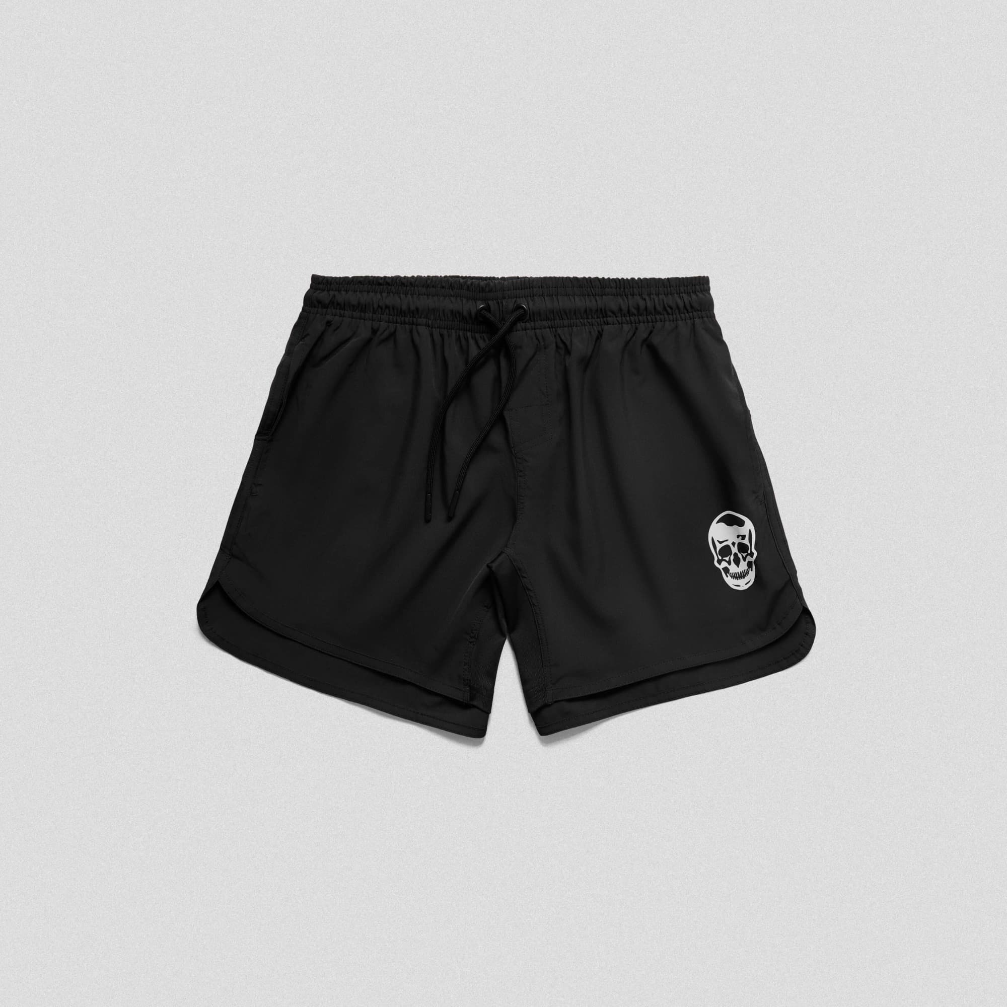 black training shorts lay flat