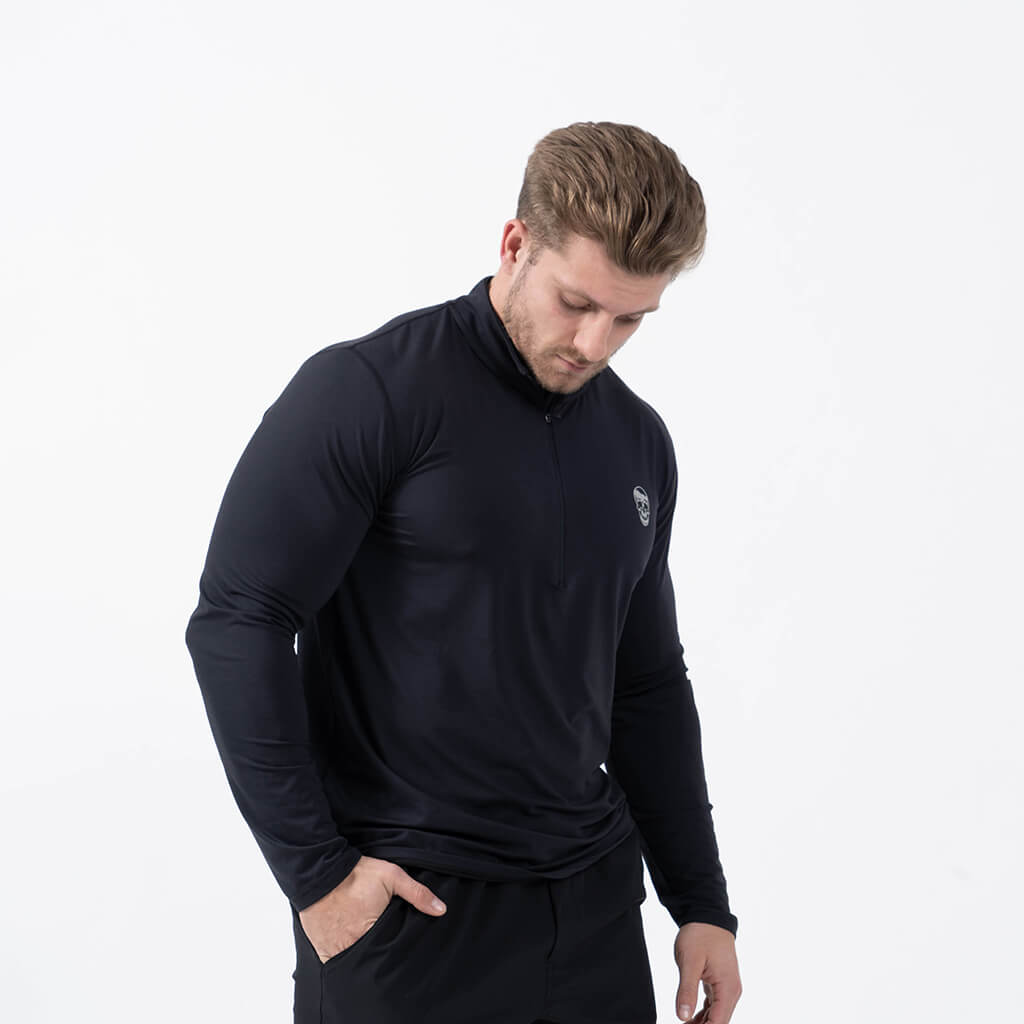 performance 1/4 zip black front