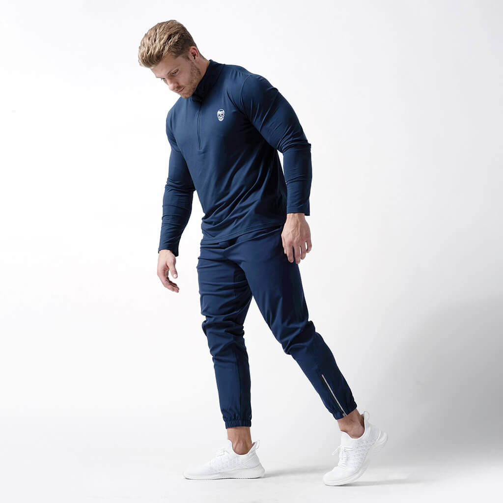 performance 1/4 zip navy front