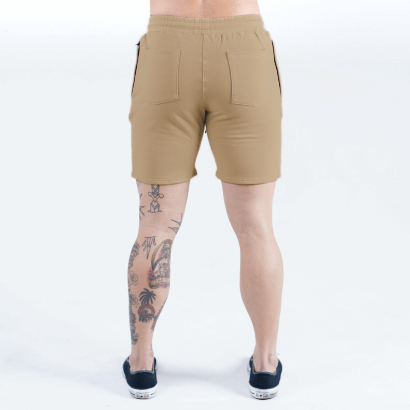 sweat shorts tan back