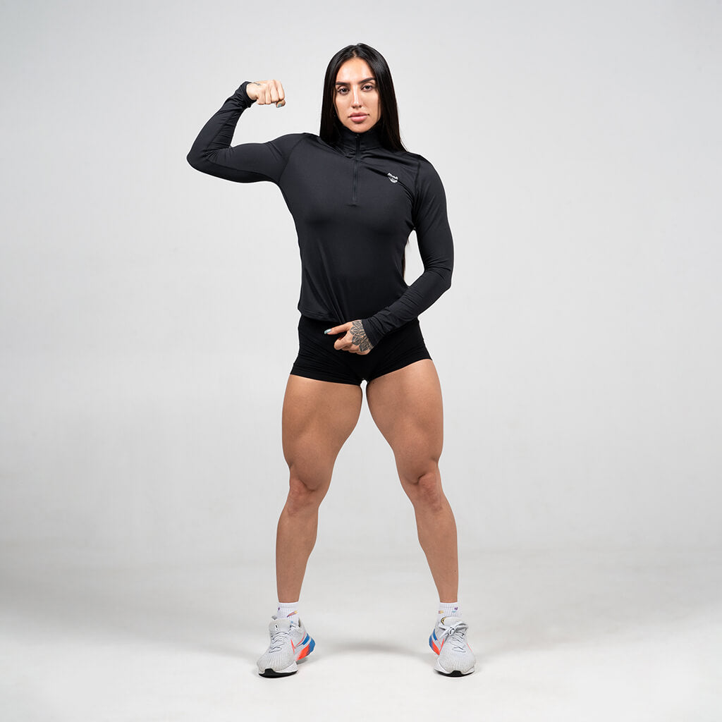 womens performance 1/4 zip black full