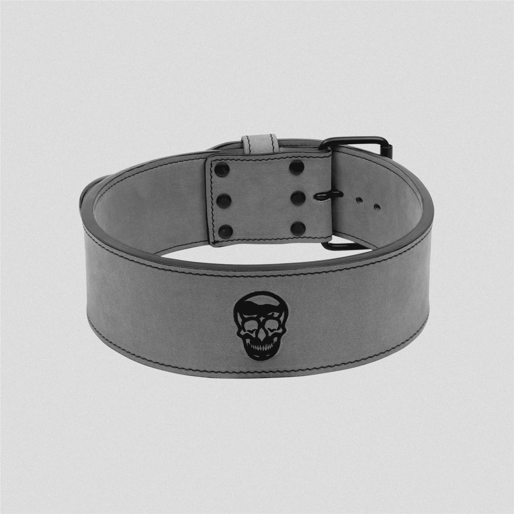 10mm single prong belt gray skull back