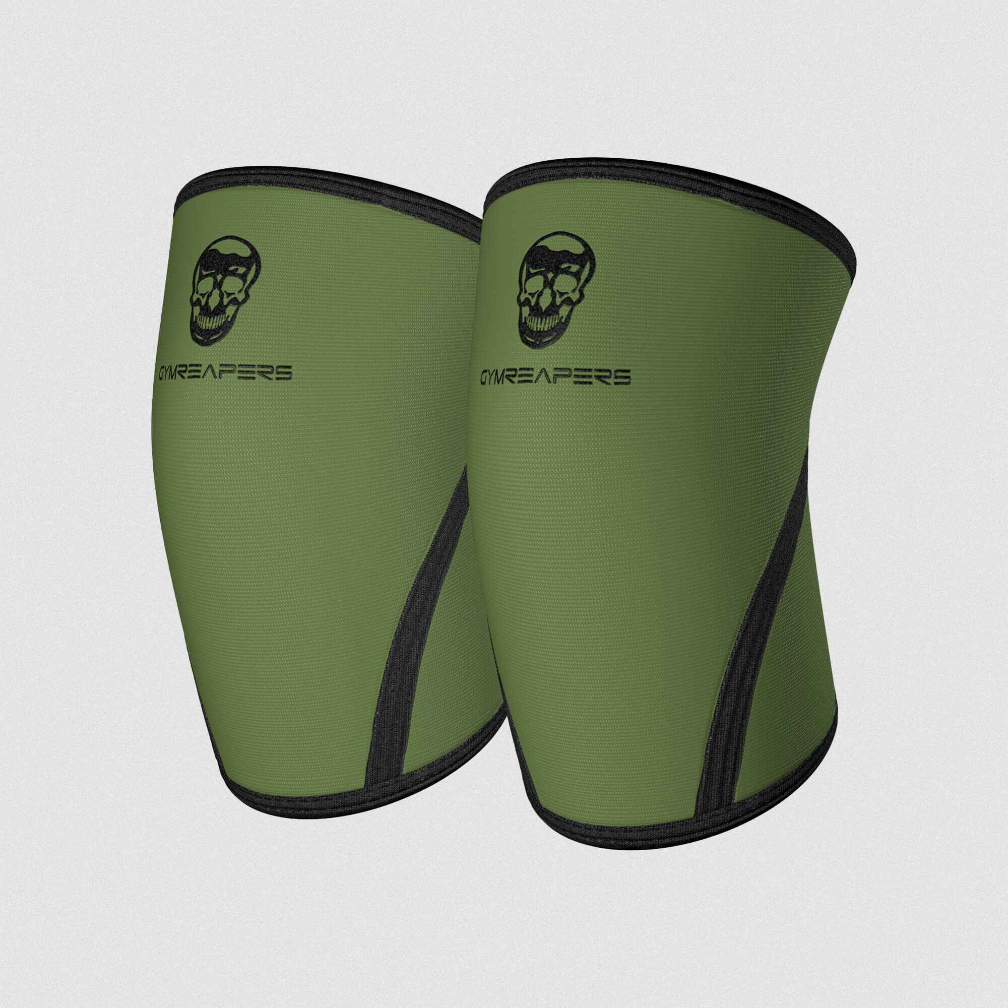 Gymreapers 7mm knee sleeves in the green and black colorway close up shot