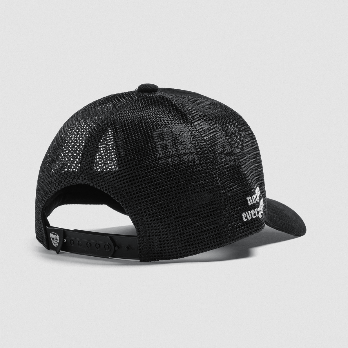 5-Panel Corduroy Reaper Training Club Hat in Black/White – Back Closure Detail