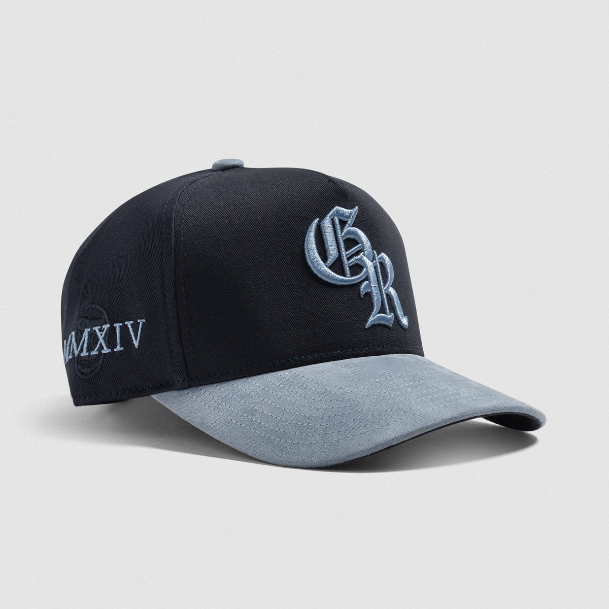 5-Panel Initial Suede Hat - Blue front angled product view