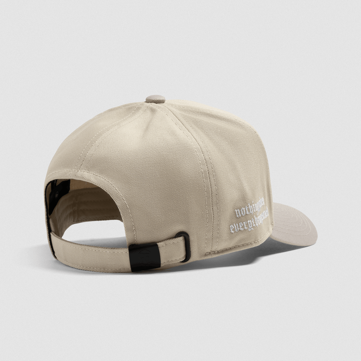5-Panel Skull Hat in Cream/Grey – Back Closure Detail