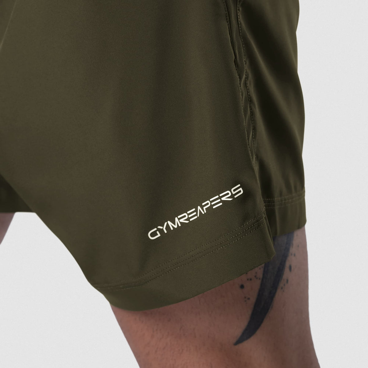 Axis 6" Lined Shorts - OD Green side hem and logo detail