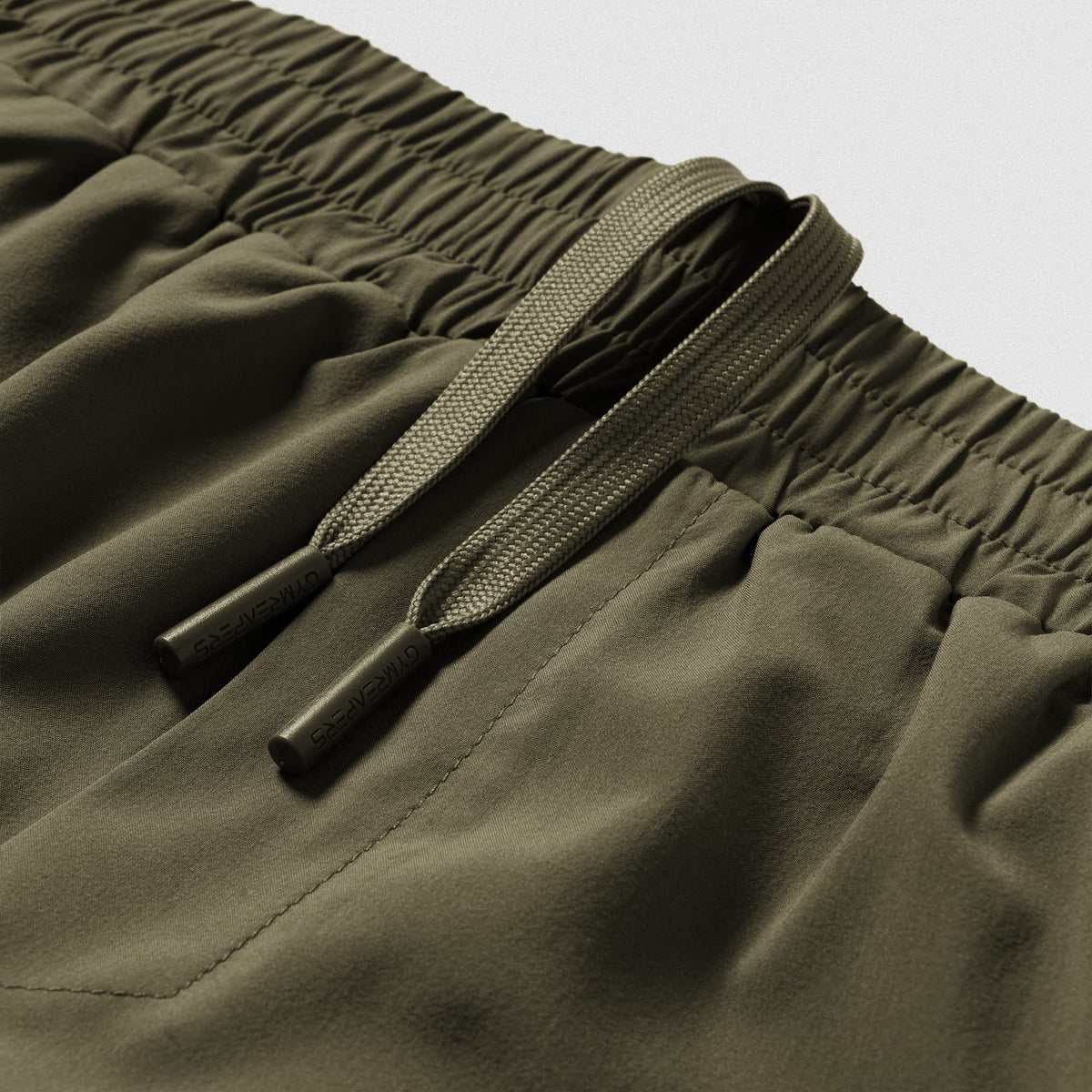 Axis 6" Lined Shorts - OD Green waistband and drawcord detail