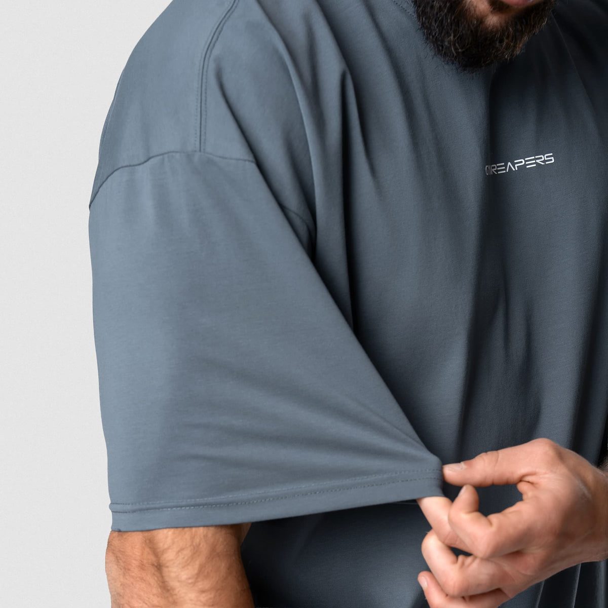 Axis Box Tee - Lake sleeve and fabric detail