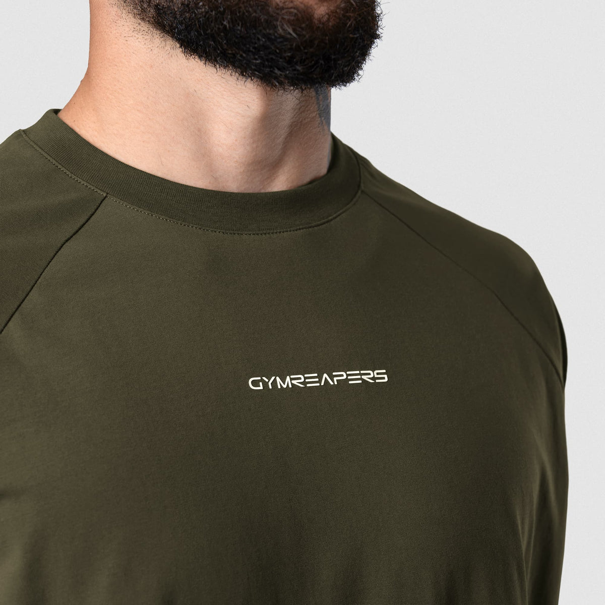 Axis Raglan Tee - OD Green neckline and chest logo detail