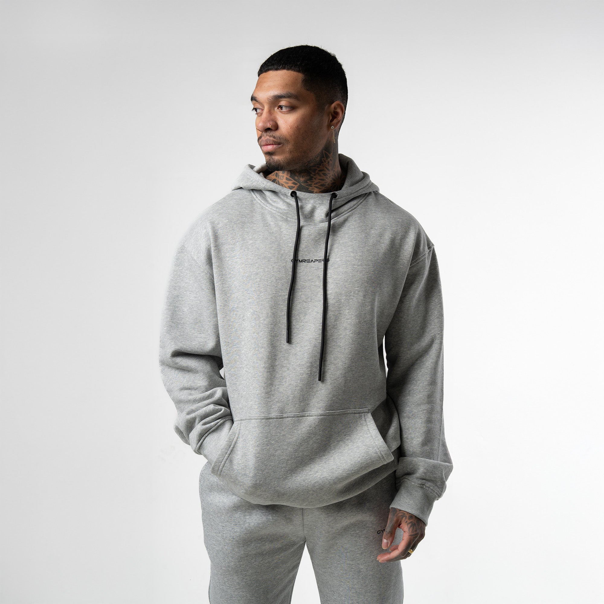 athlete wearing gray axis hoodie