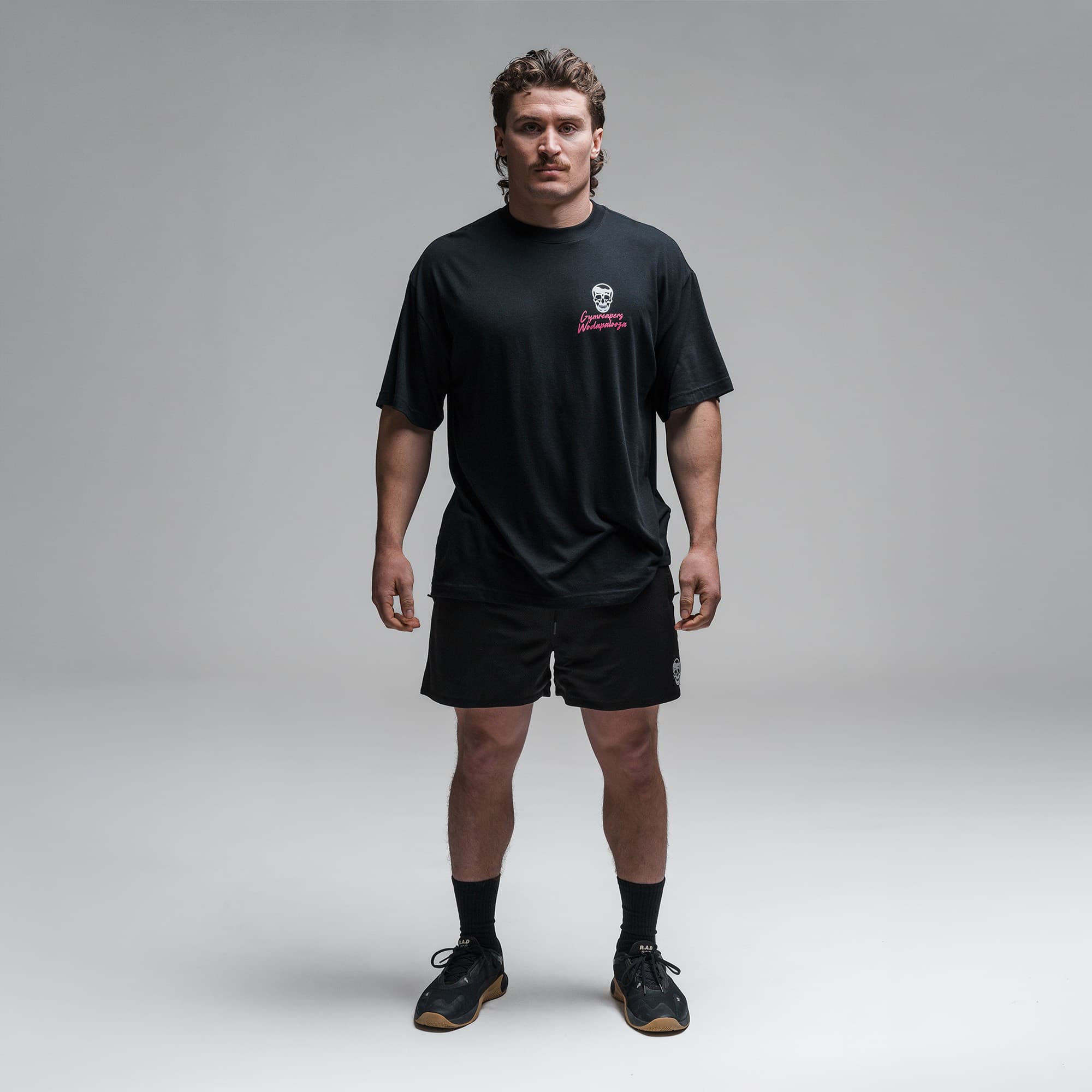 Athlete wearing the Skyline Tee full body shot front view