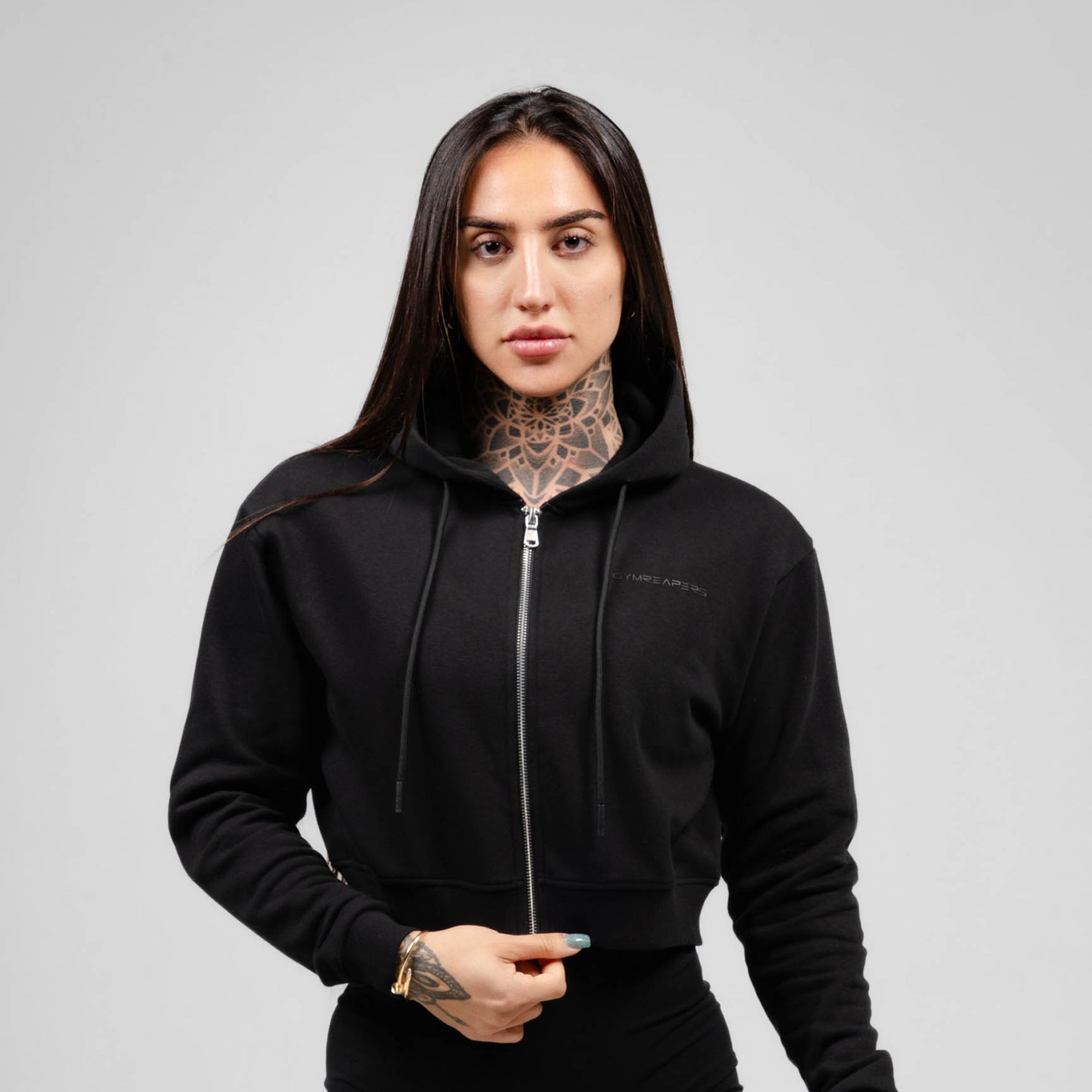 black black cropped hoodie main