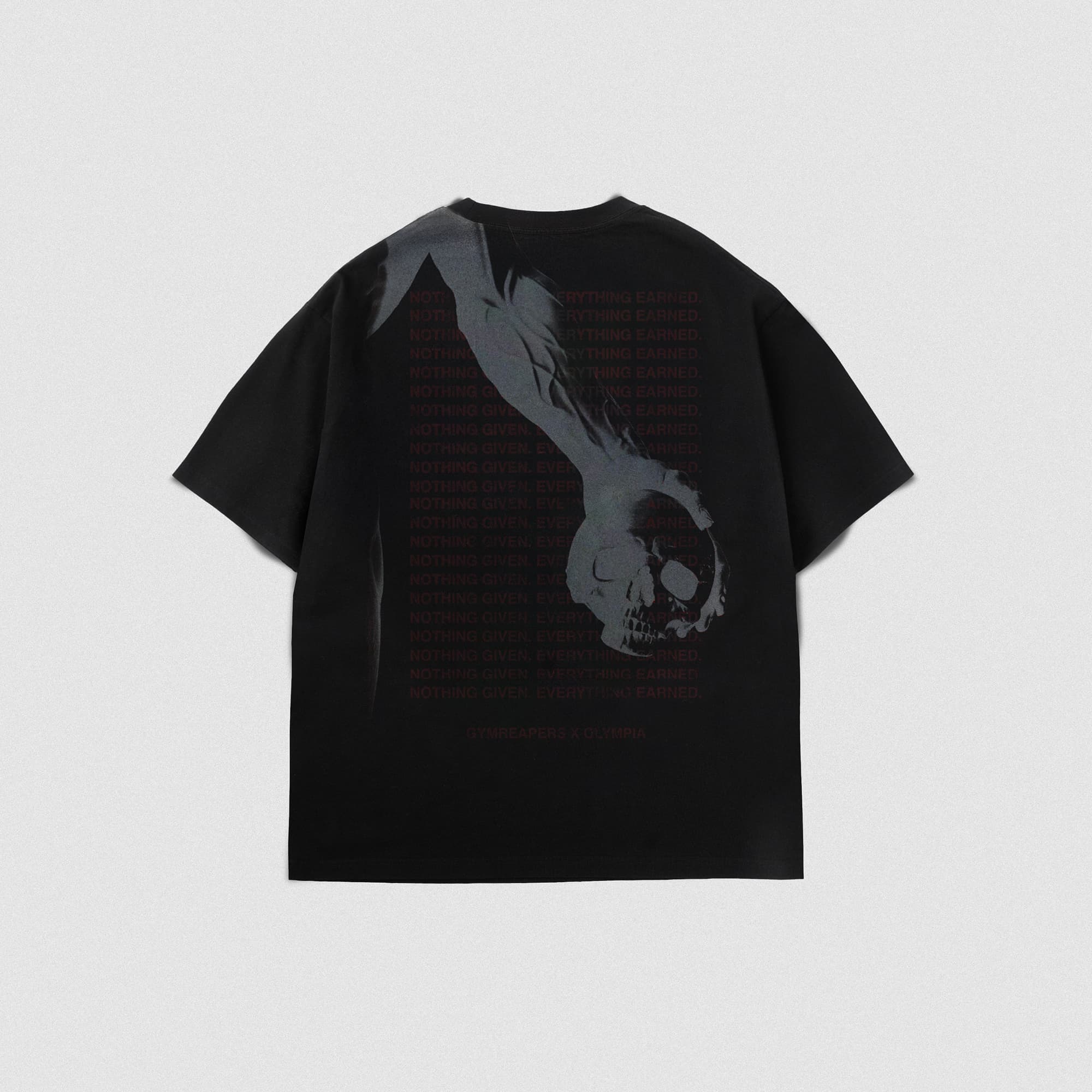 lay flat shot showcasing the back graphic on the GRxO tee.