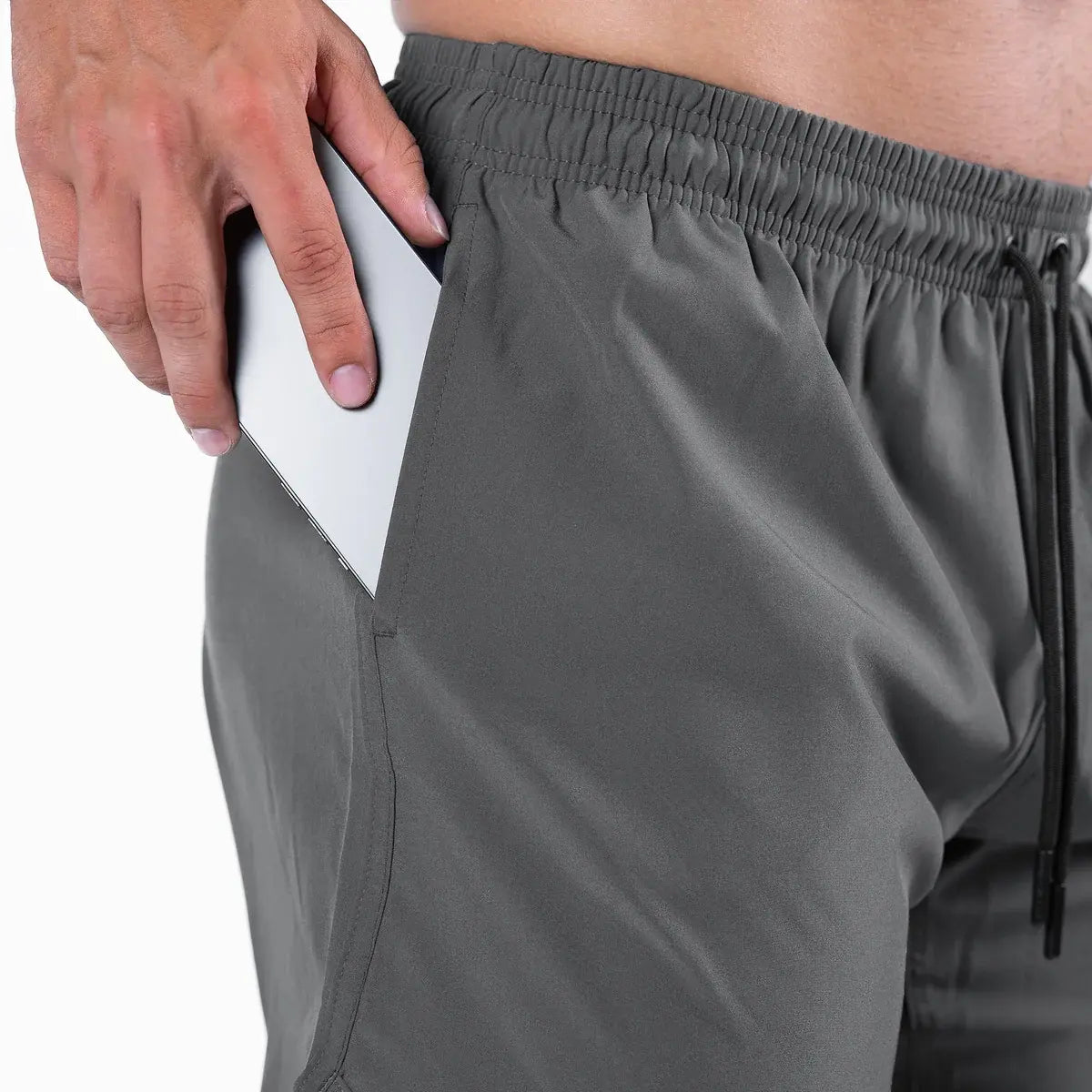 gr training shorts gray cropped pocket shot