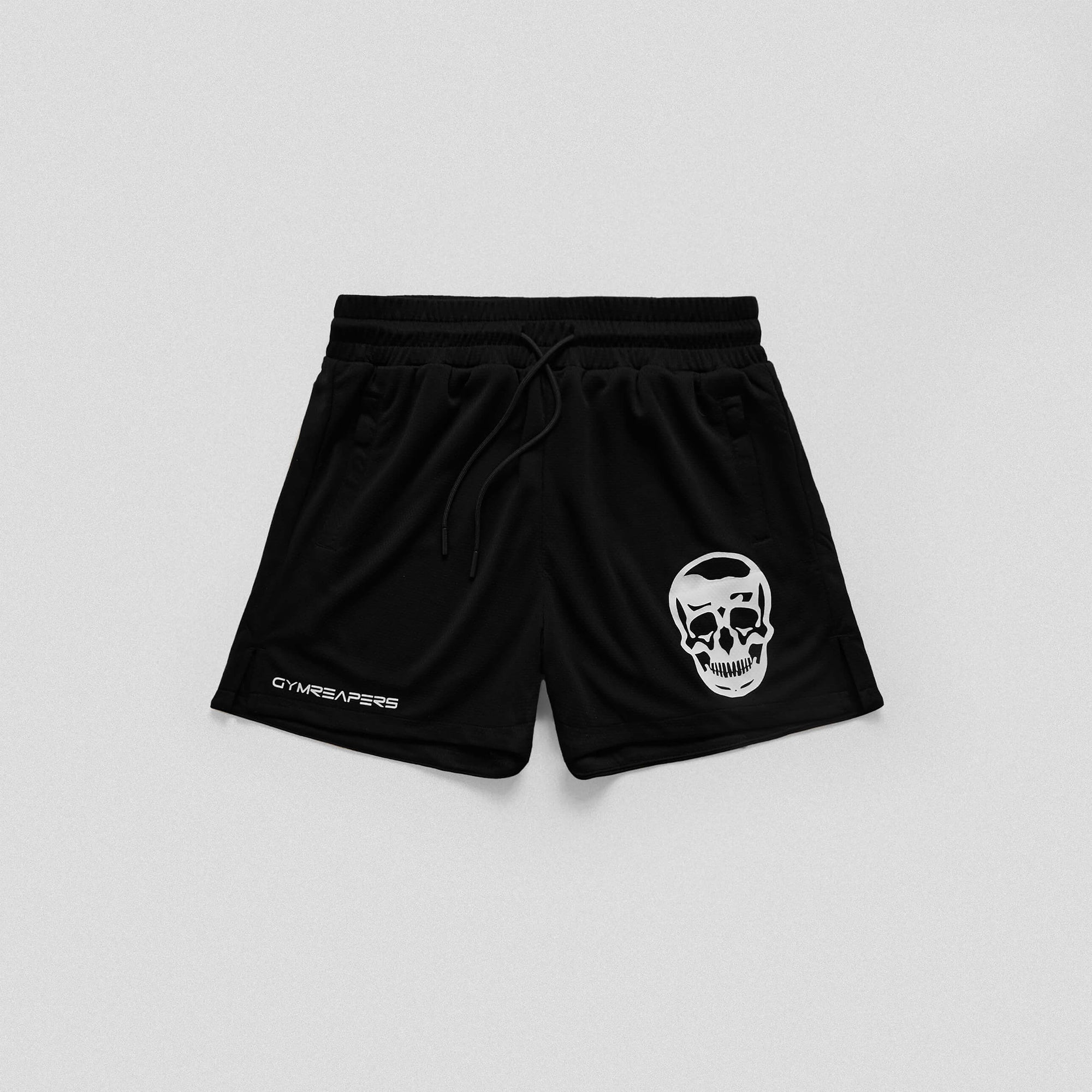 mesh shorts black white front