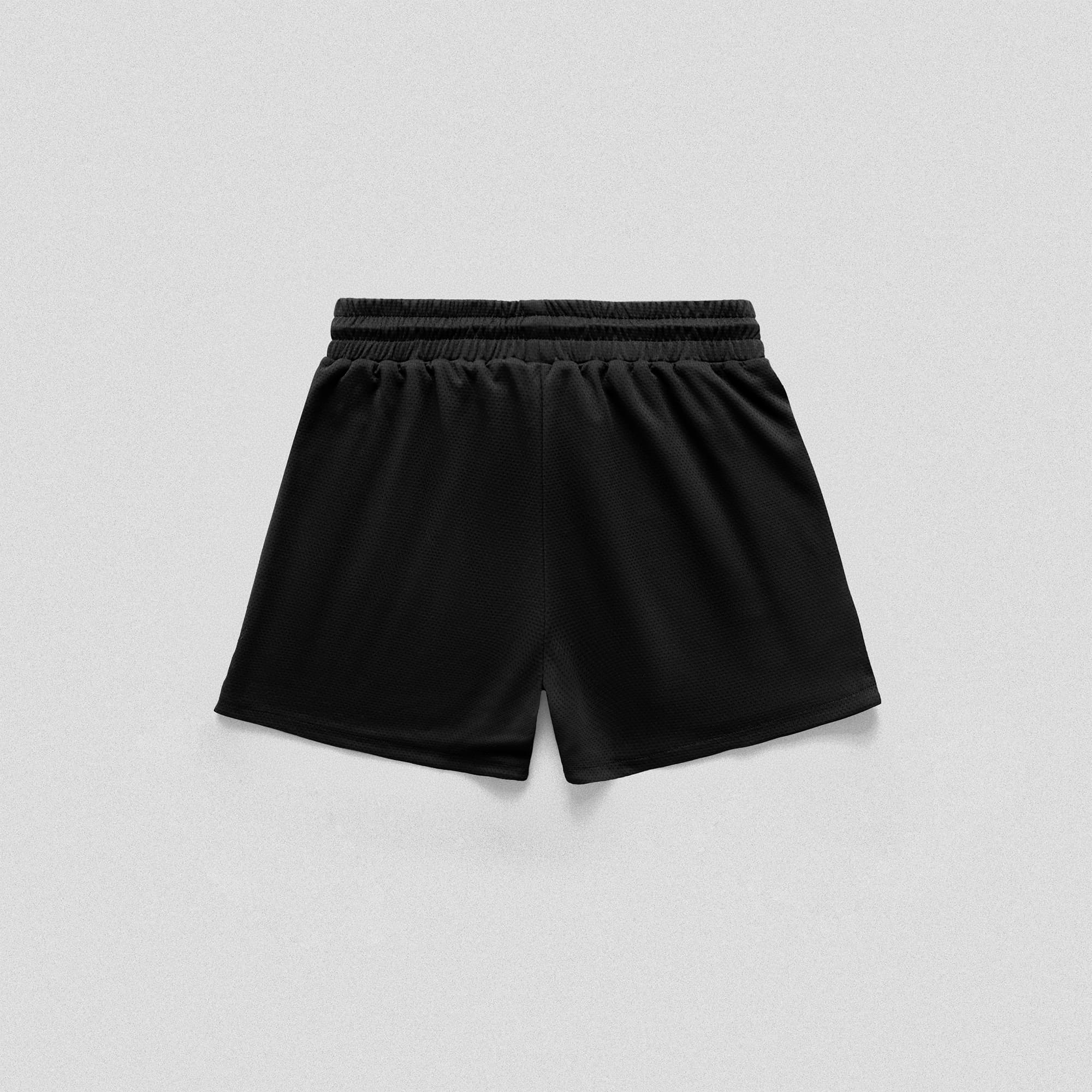Black/Red Core Skull Mesh Training Shorts lay flat back side