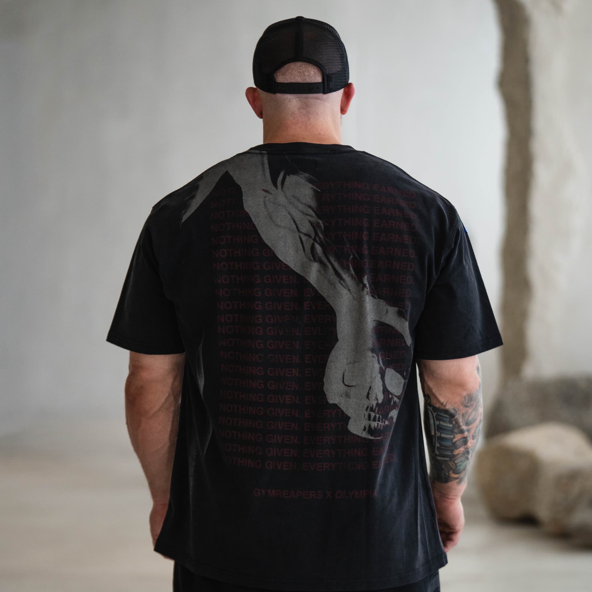athlete wearing GRxO tee showcasing back graphic