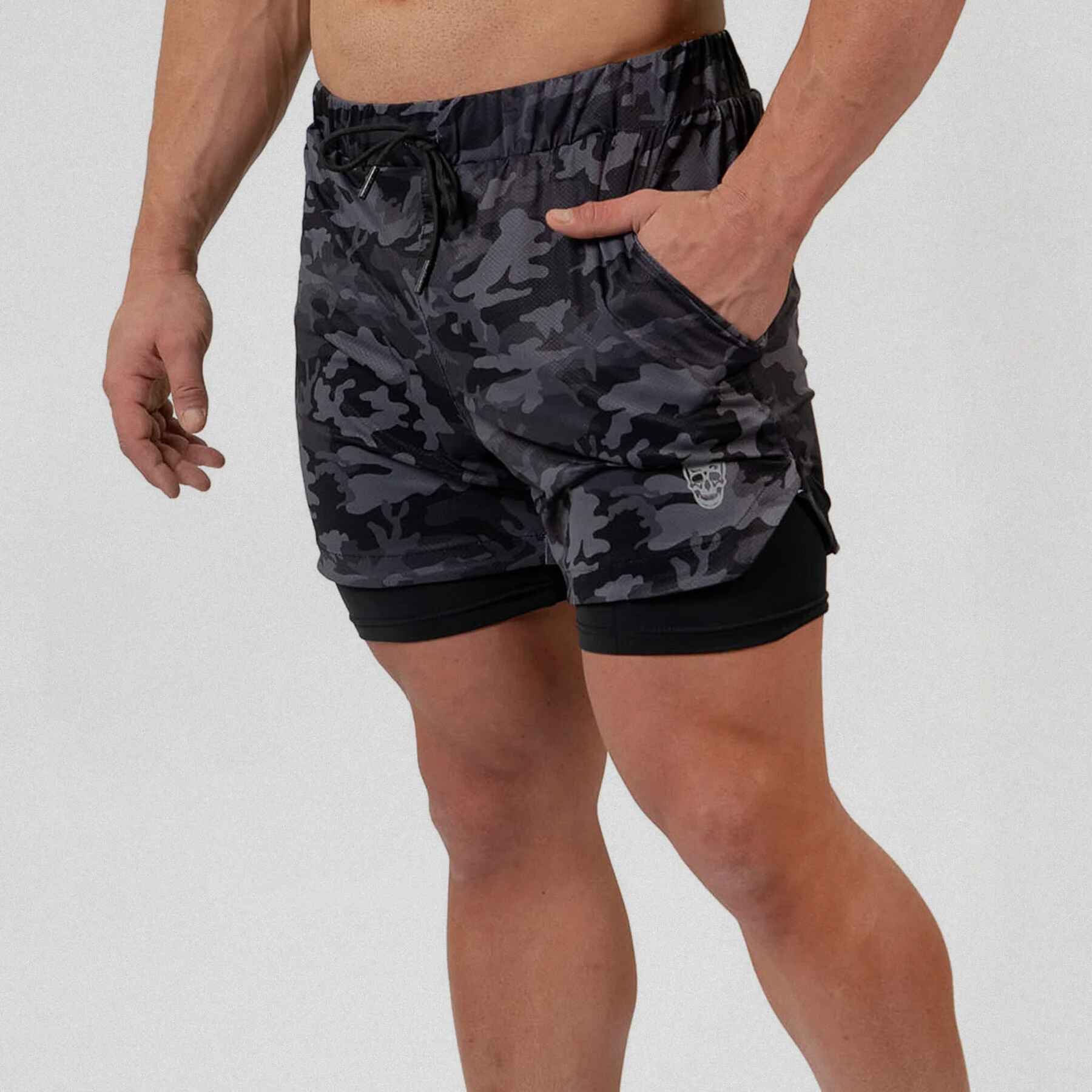 Gymreapers React training shorts on athlete zoomed in to pocket side.