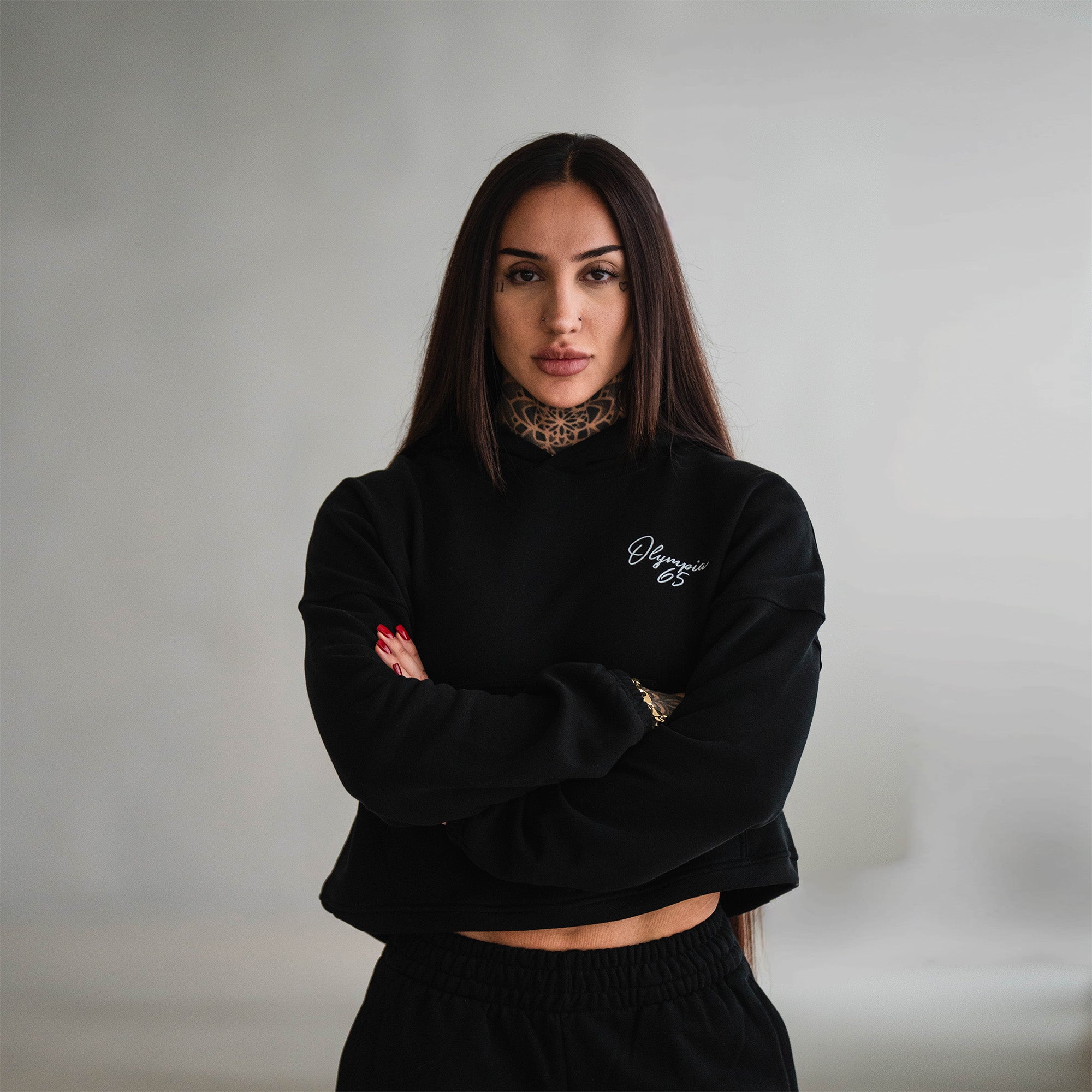 Olympia Script Cropped Hoodie