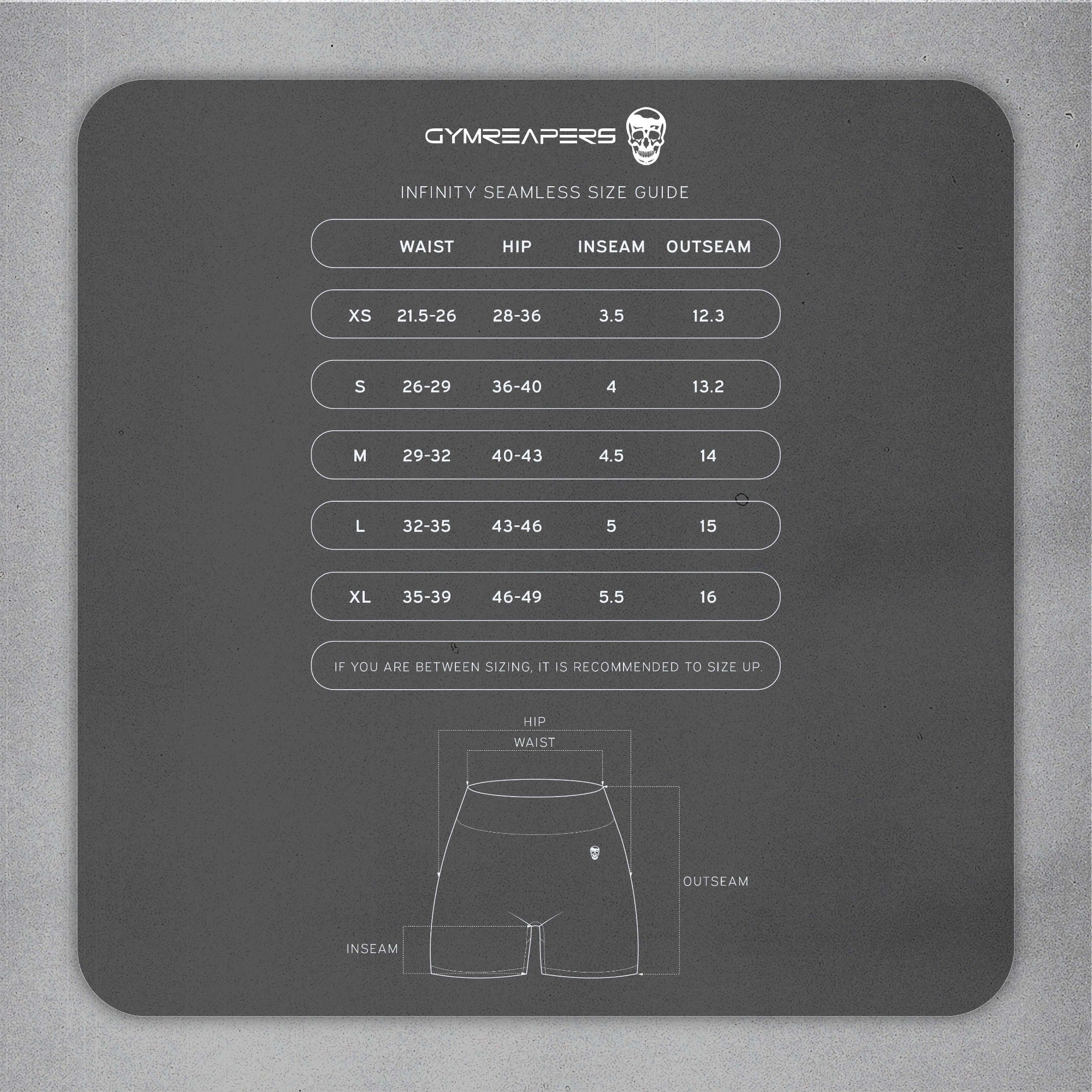 Infinity Seamless Shorts Size Guide