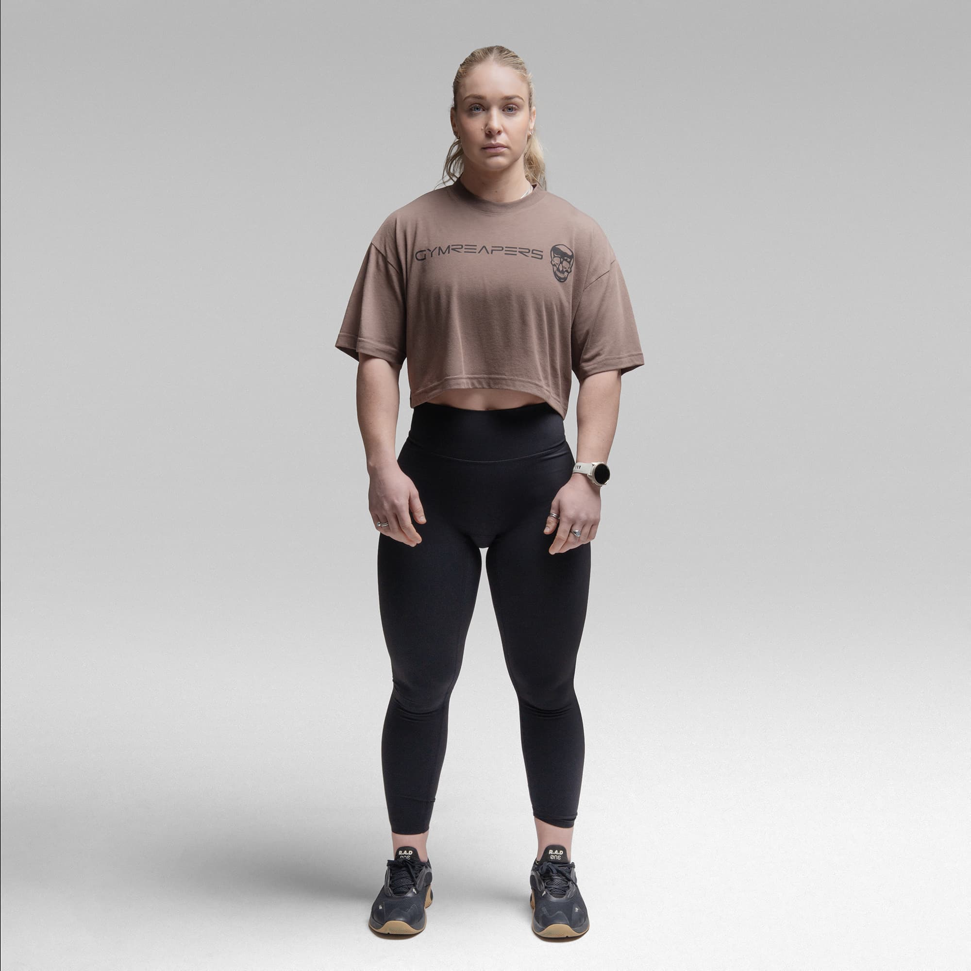 Active Tri-Blend Cropped Tee - Toffee/Black