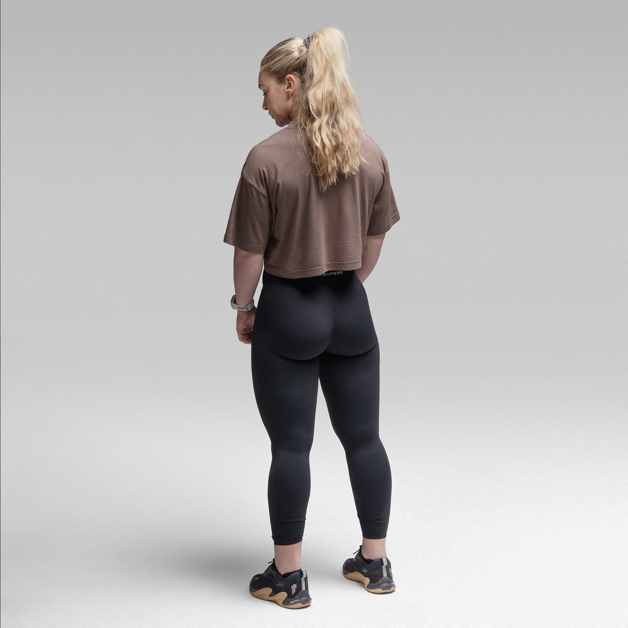 Active Tri-Blend Cropped Tee - Toffee/Black