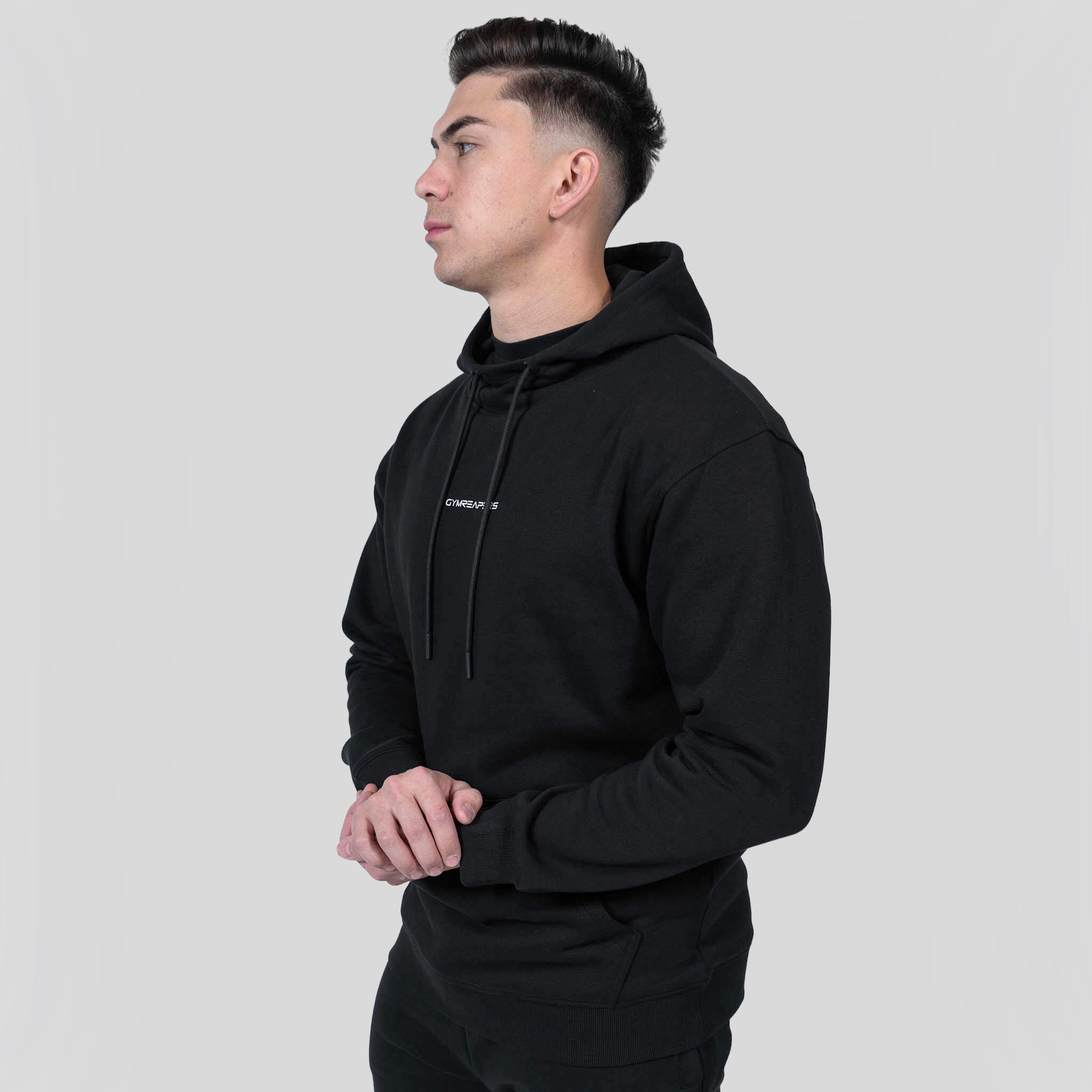 ascend hoodie black white side lifestyle