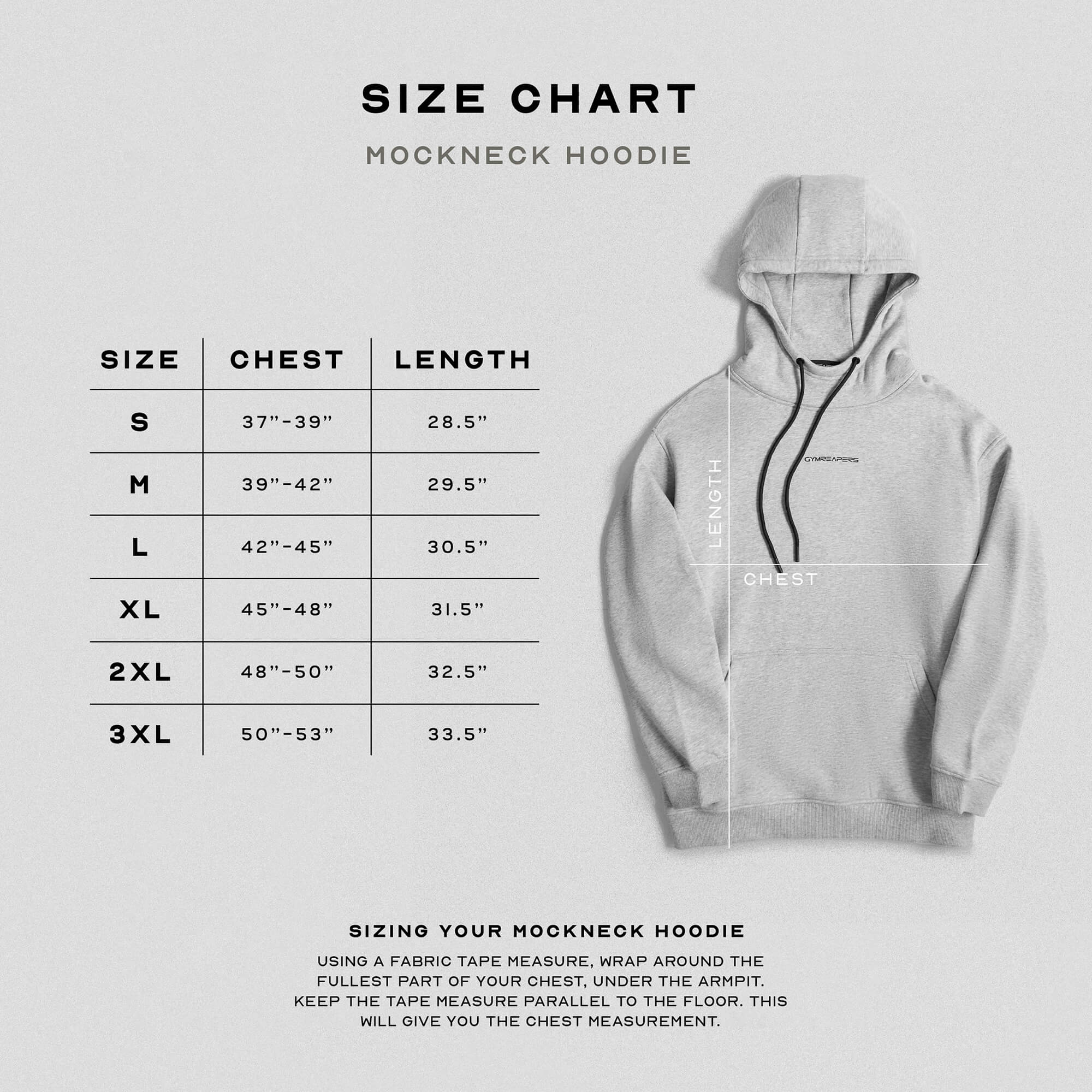 ascend mockneck hoodie heather gray size guide