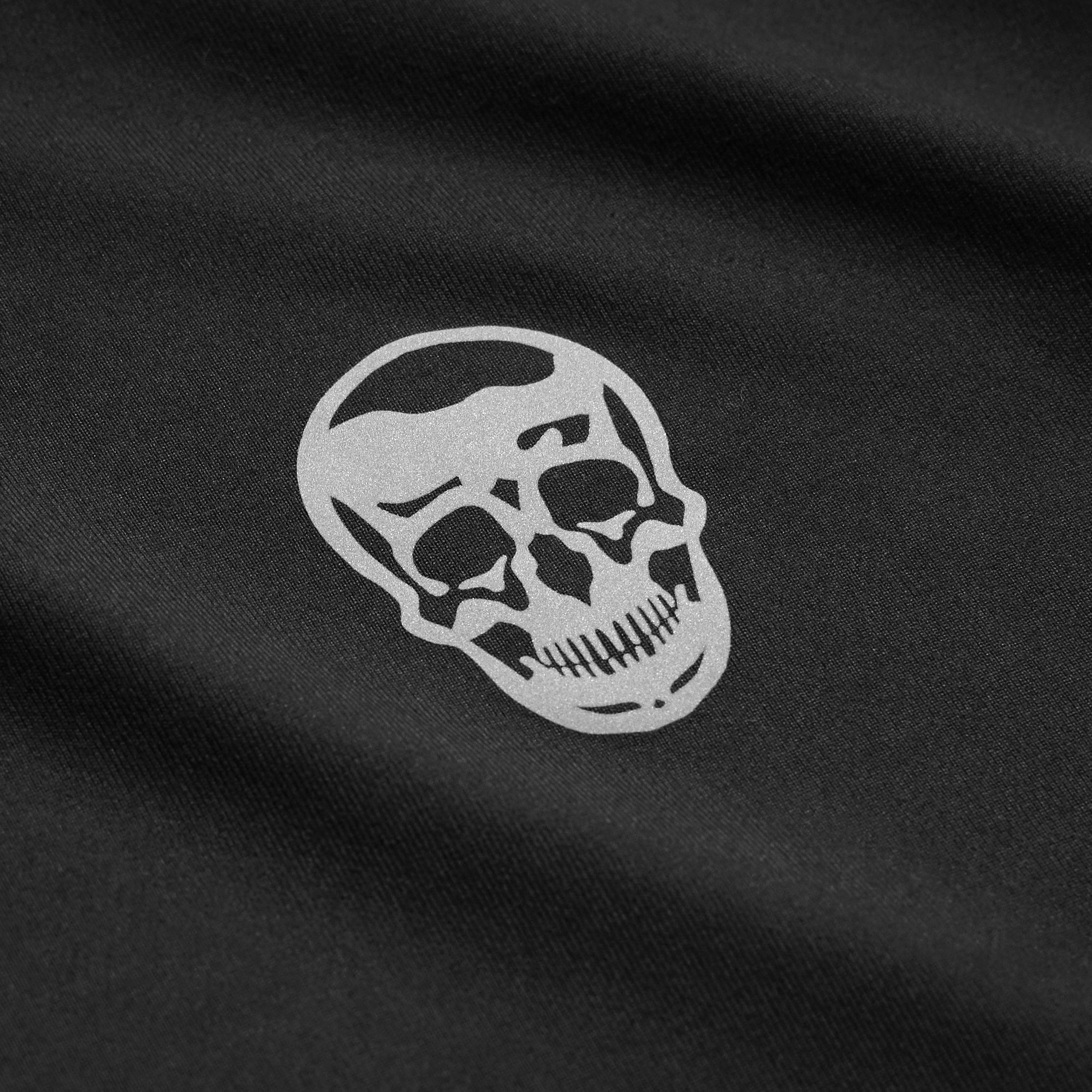 black quarter zip skull detail