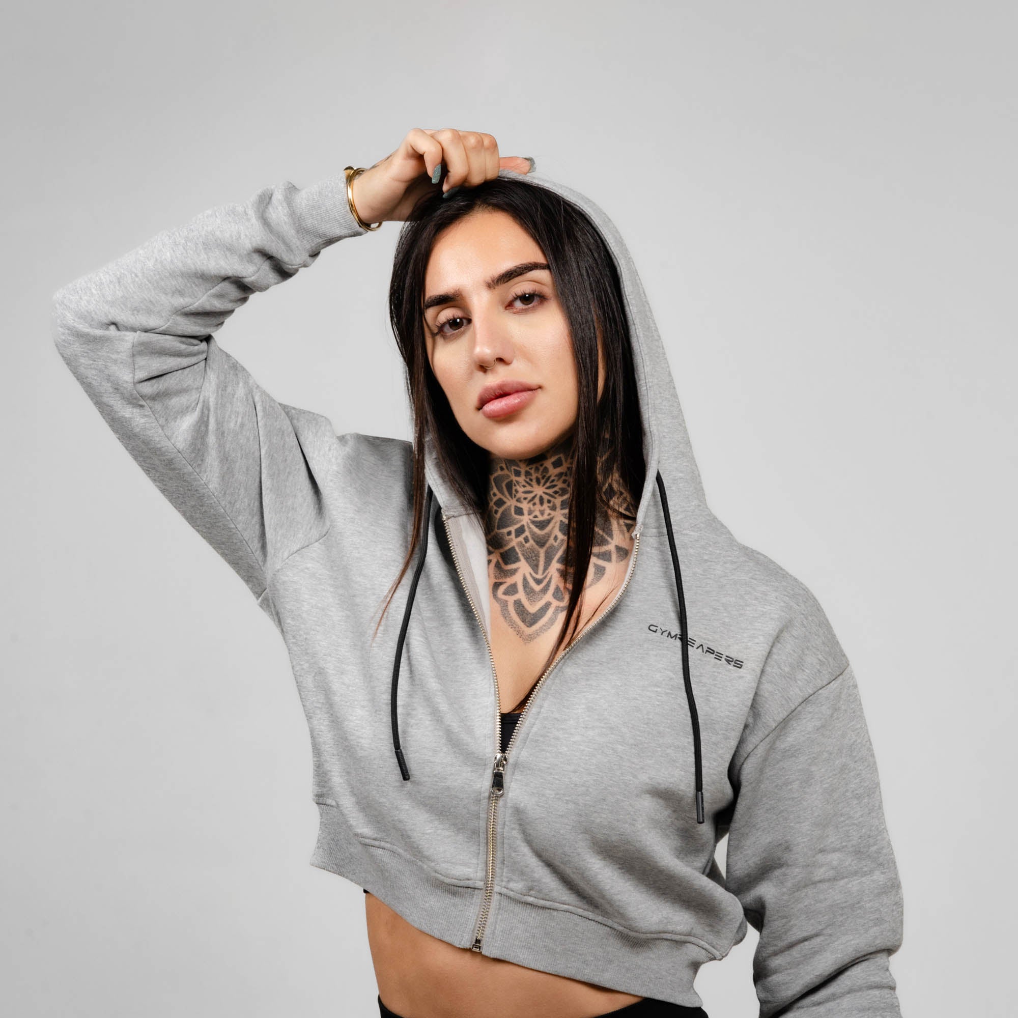 Otrain Cropped Long Sleeve Gym Top Womens Hoodie Zip Up Crop Top