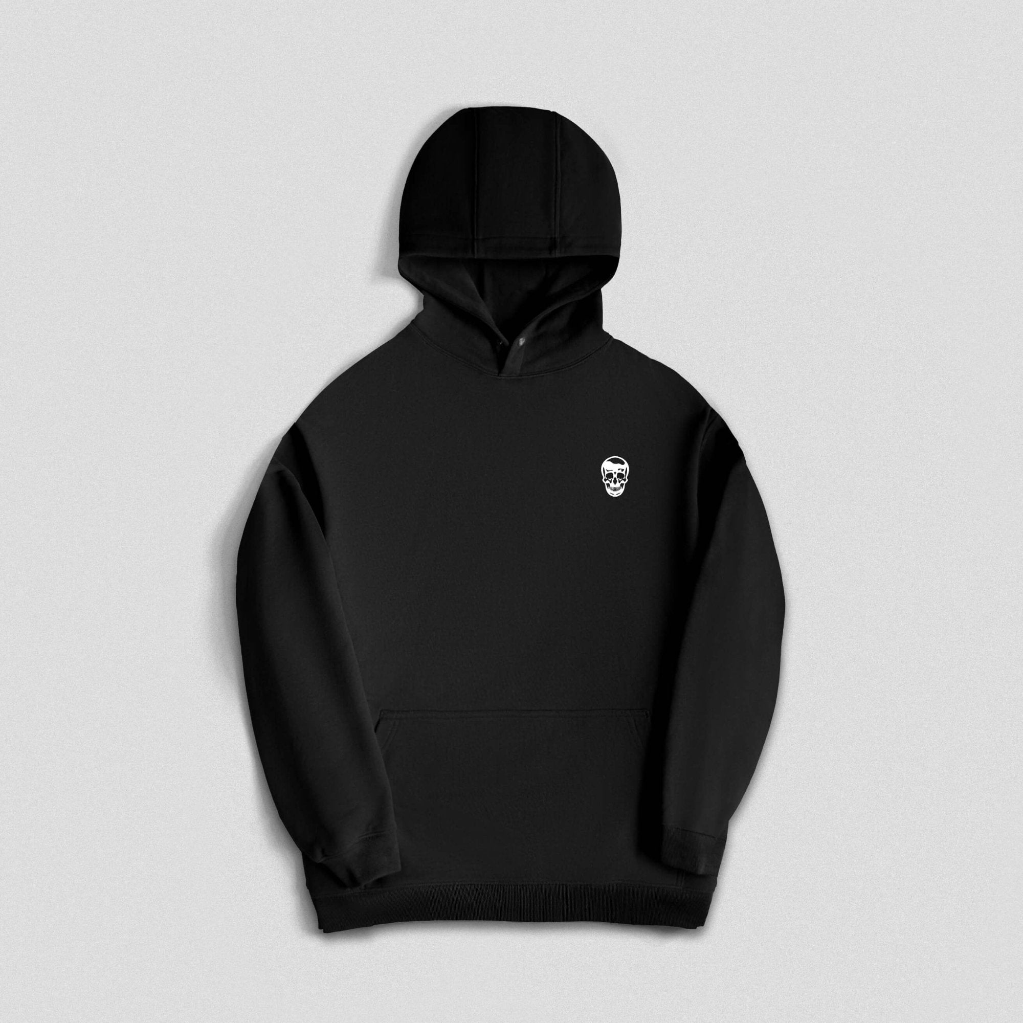 heavy weight hoodie black white front