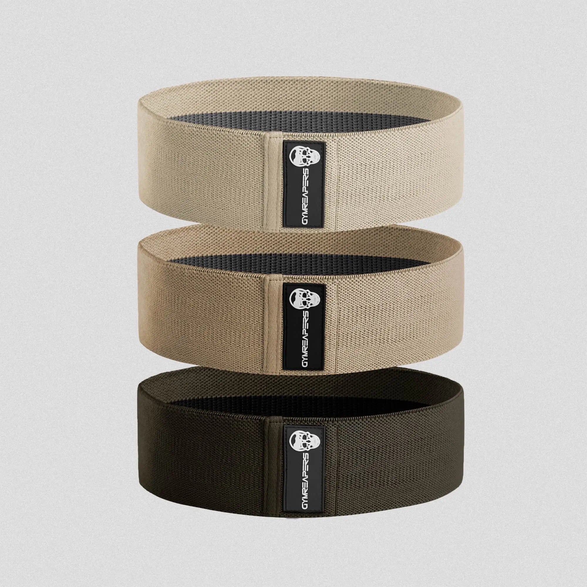 photo of nude hip bands 3 pack stacked on gray background 