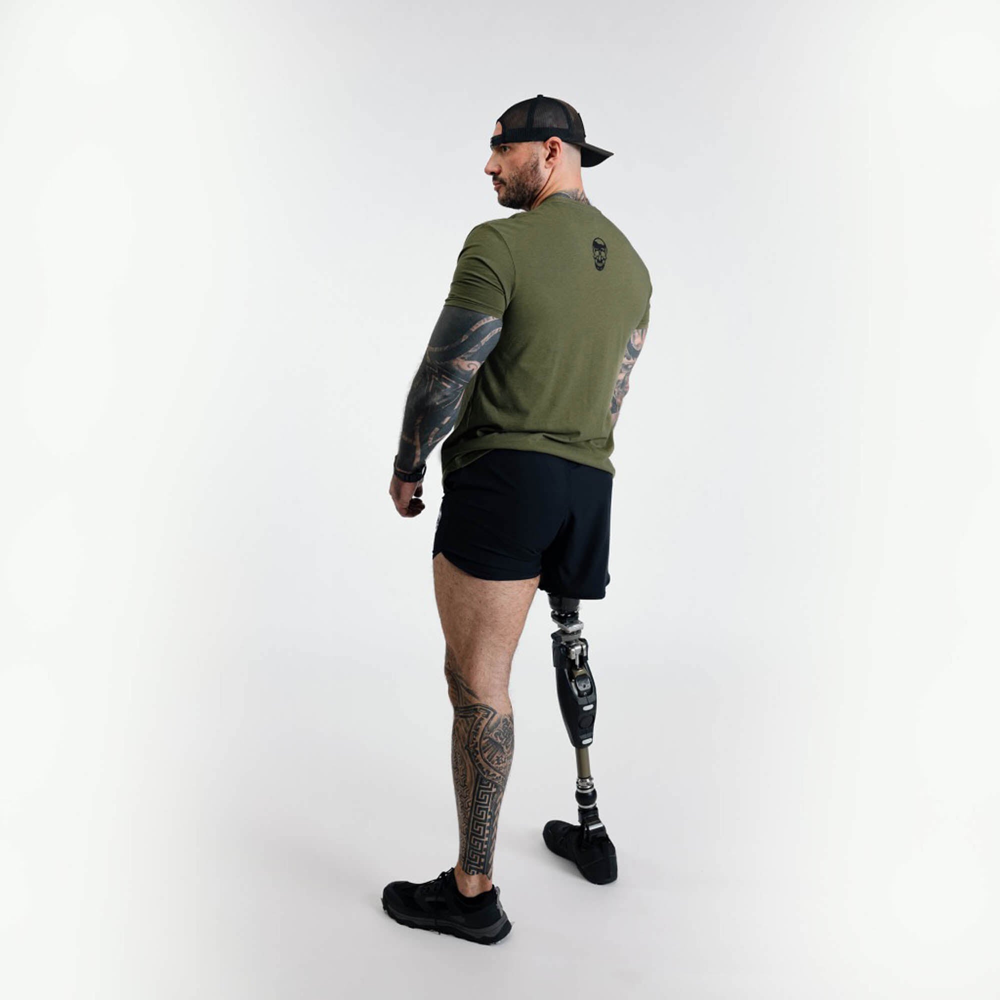 machine v2 tee military green full back