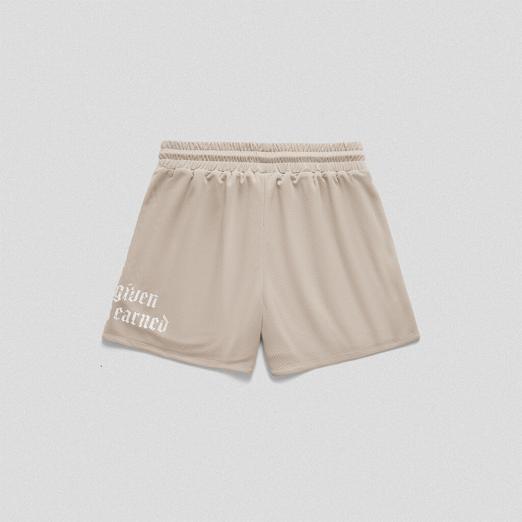 mantra mesh shorts khaki back