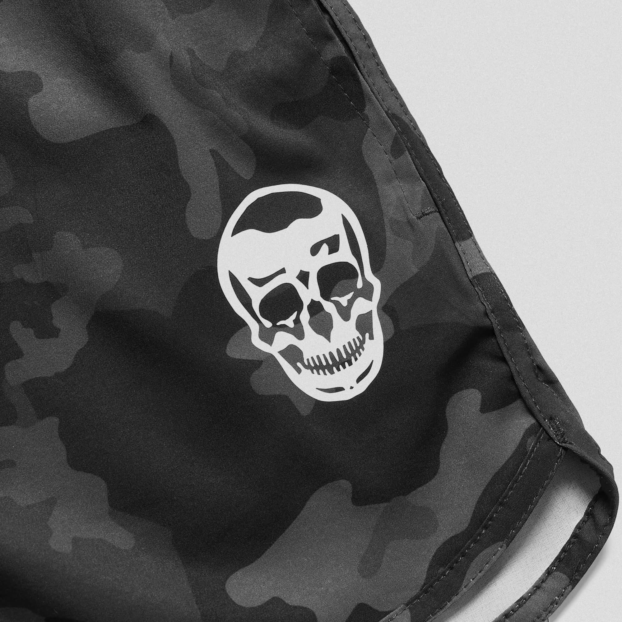midnight camo training shorts close up shot of logo