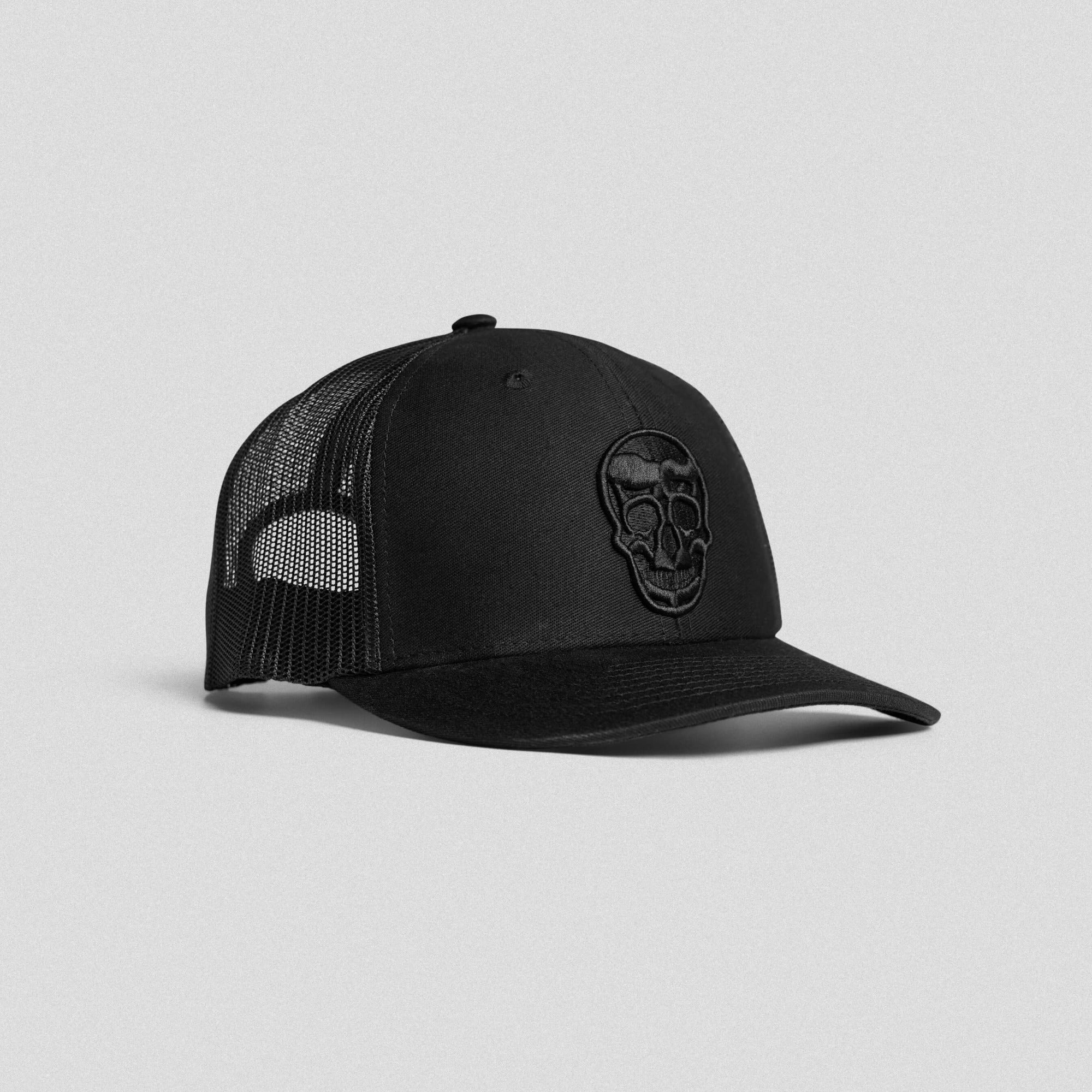 trucker hat black black front