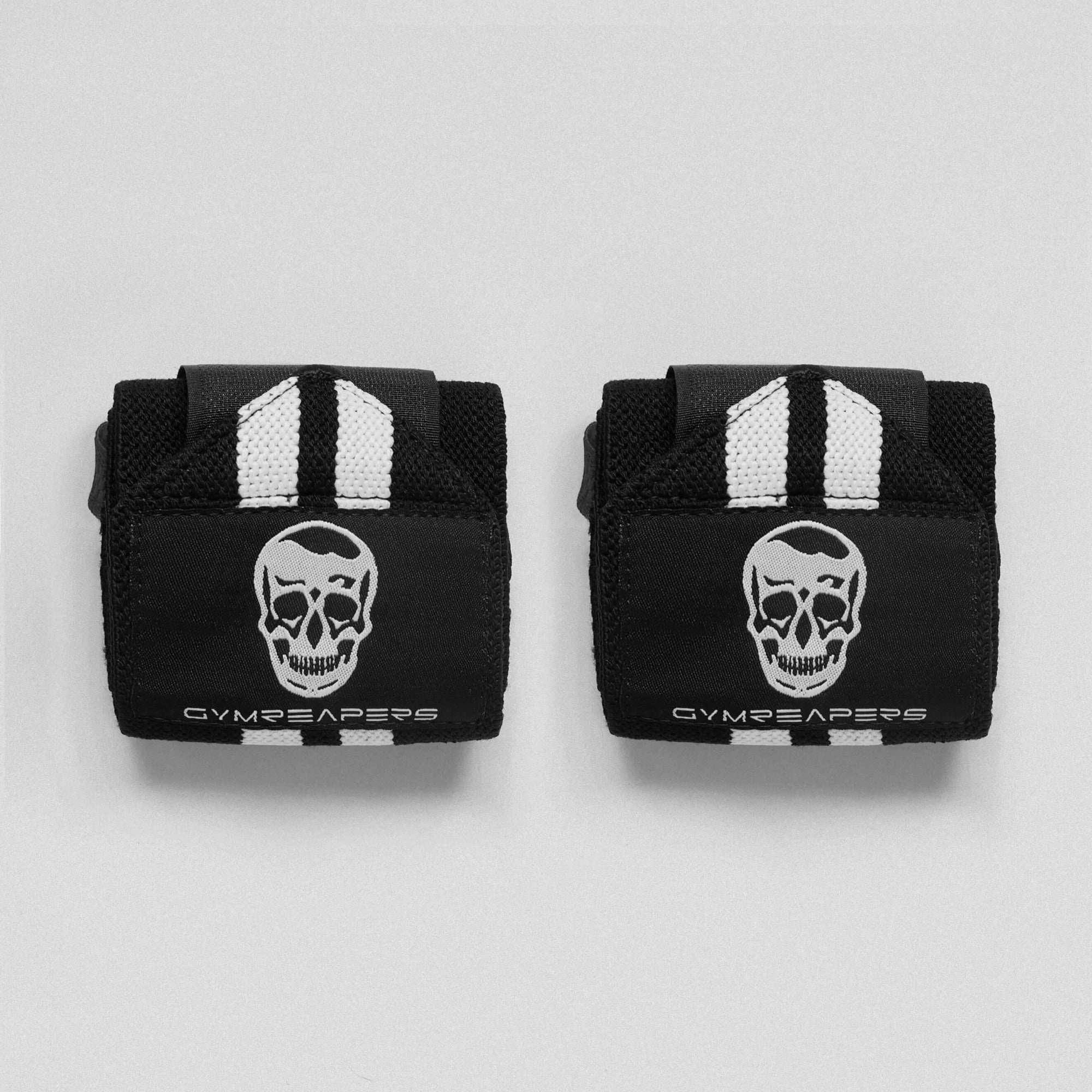 Gymreapers 18" wrist wraps white detail image.